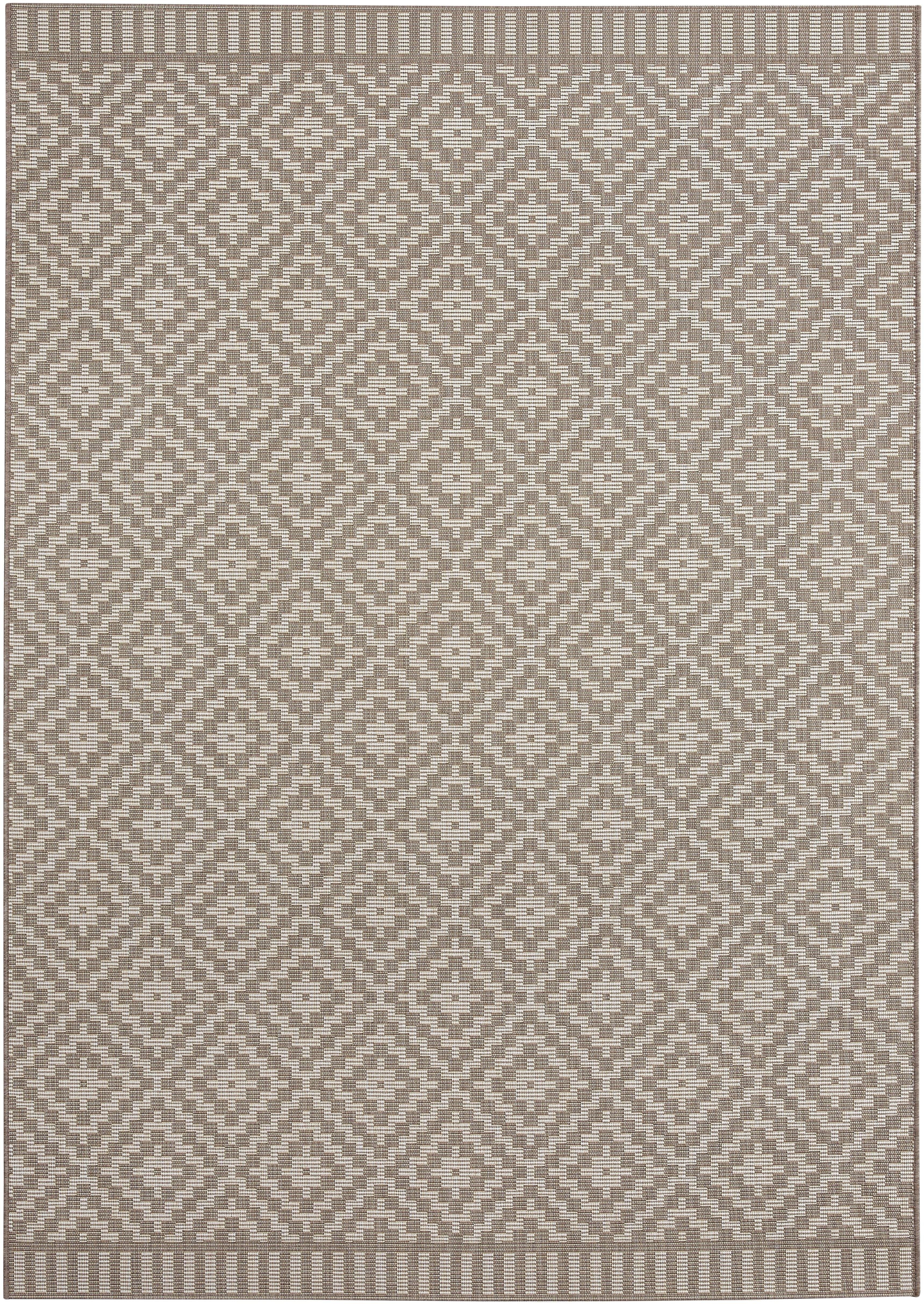 Teppich Breeze, freundin Home Collection, rechteckig, Höhe: 8 mm, In-& Outdoor, Wetterfest, Balkon, Garten, Wohnzimmer, Rauten taupe/creme