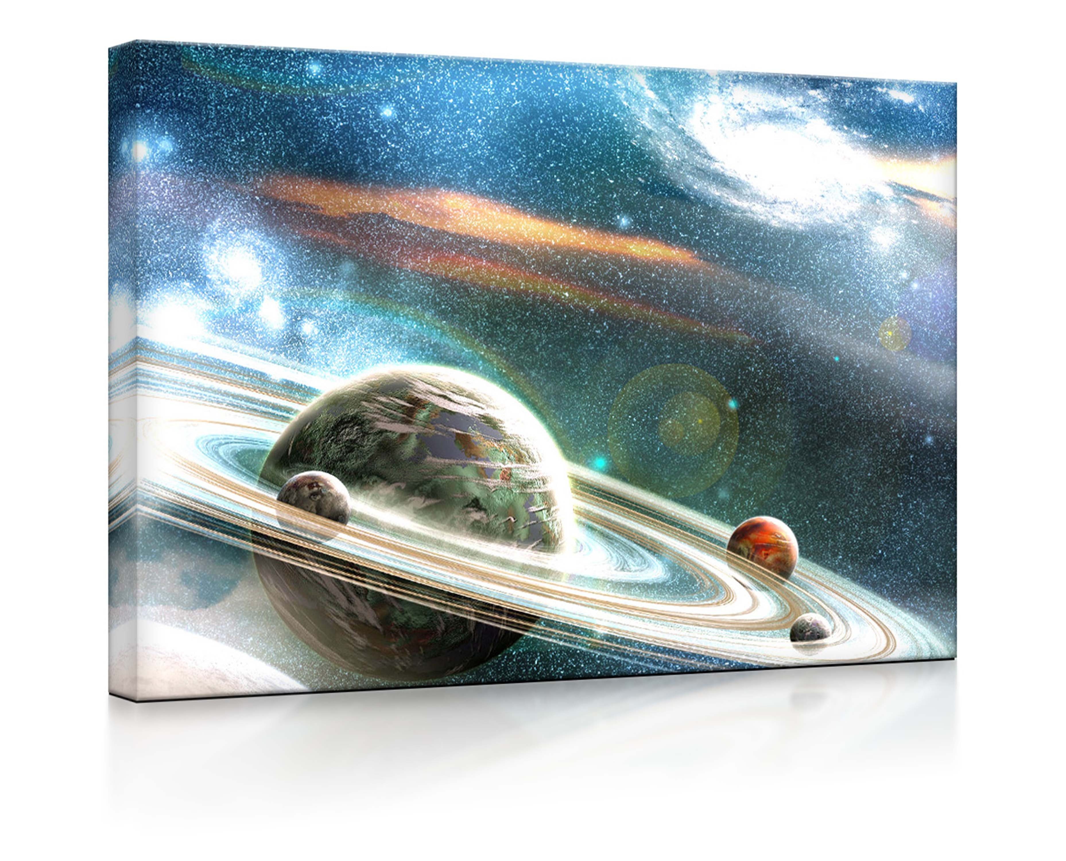 lightbox-multicolor LED-Bild Planet mit Ringsystem fully lighted / 100x70cm, Leuchtbild mit Fernbedienung