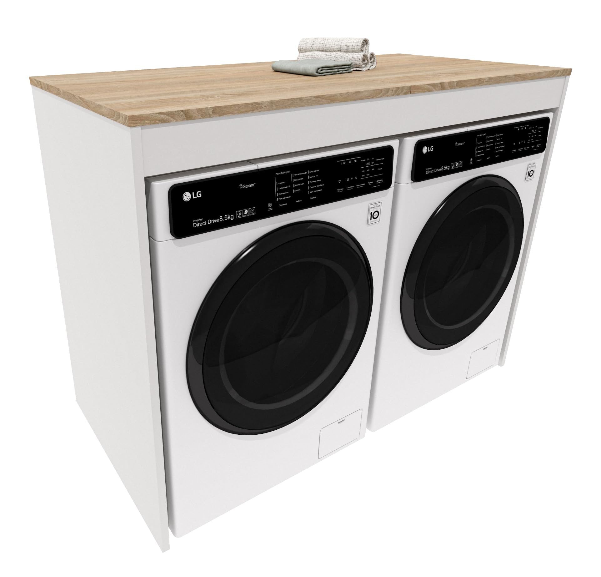 TREND WERK Waschmaschinenumbauschrank für Waschmaschine & Trockner B128,4 x T60,8 x H97 cm (Umbauschrank Badschrank, in 9 Farbvarianten für 2 Geräte nebeneinander) Doppelschrank für Waschmaschine & Trockner