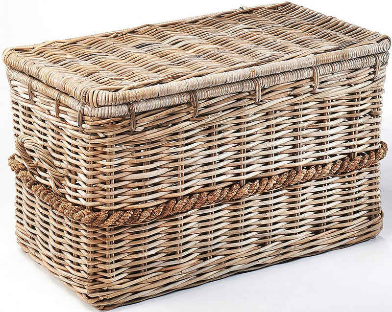 Kobolo Truhe Kiste aus Rattan Kubu Grey mit Deckel 80x45x48 cm