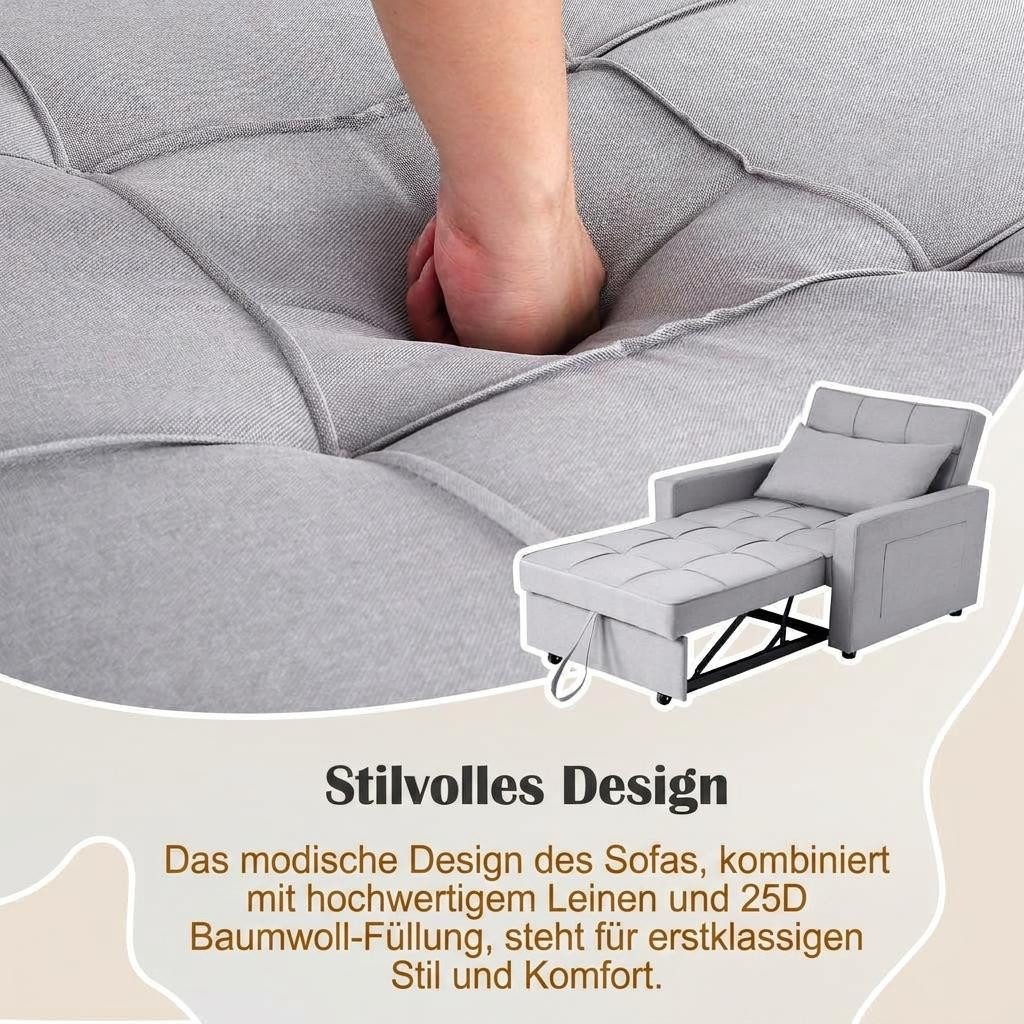 GarveeMore Schlafsofa 3-In-1 Bettsofa mit Schlaffunktion Faltbares Einzelsofa Klappsofa