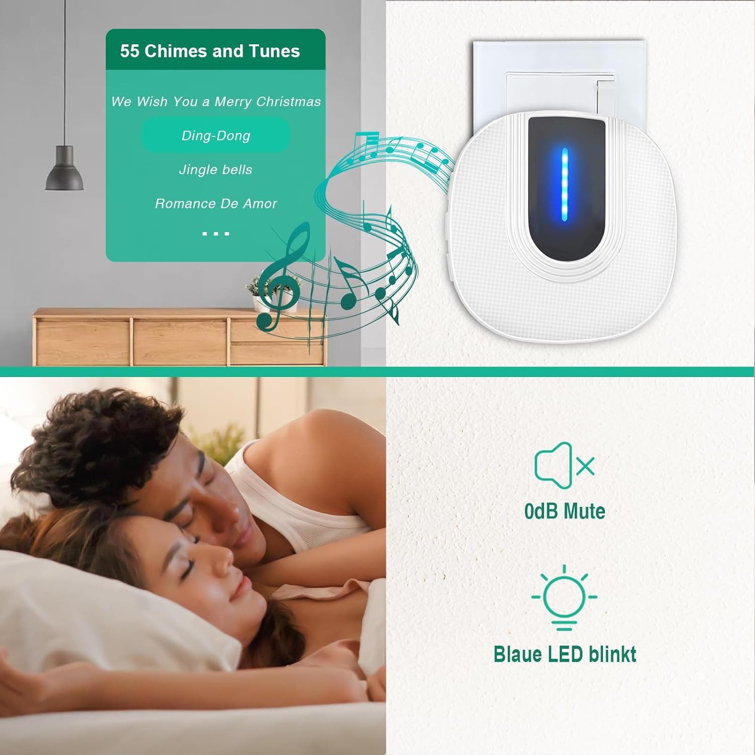 Comfy Mate Türklingel-Set Funkklingel Kabellos Wasserdicht Türklingel 400m Reichweite 110dB 1T1, Aussen Batteriebetrieben Klingelanlage Außen Funk Klingel Haustür