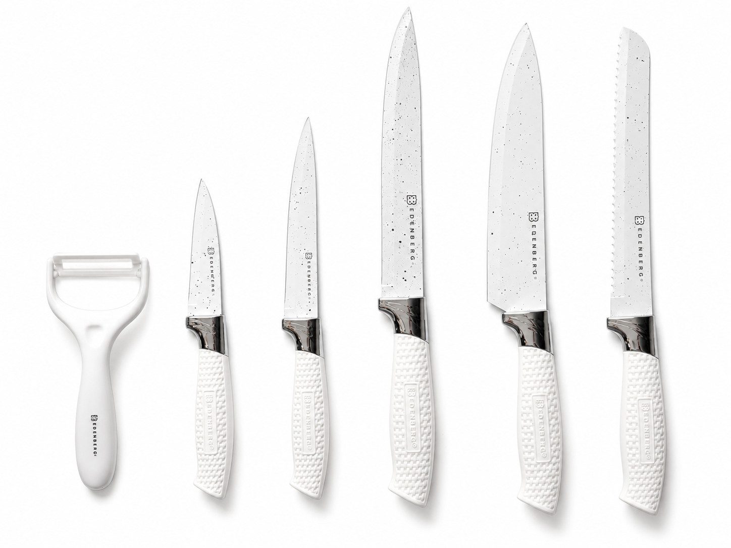 Edenberg Messer-Set Modernes weißes Messerset mit Block, Messerblock (6-tlg., Eine ideale Geschenkidee)