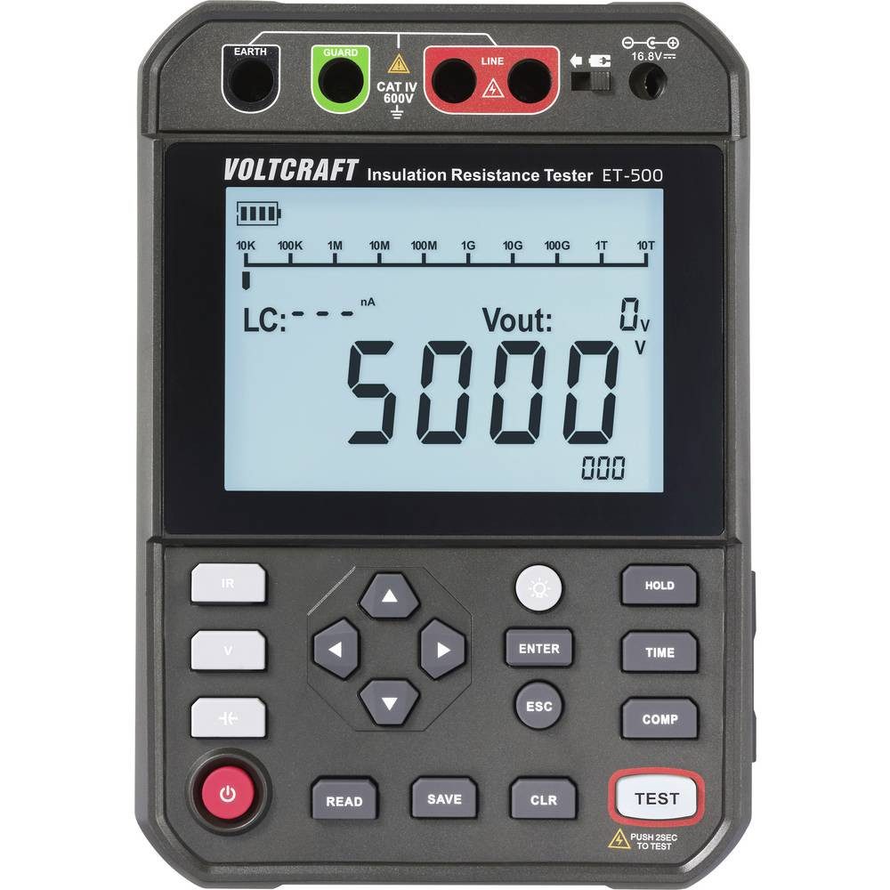 VOLTCRAFT Multimeter ET-500 Isolationsmessgerät 250 V, 500 V, 1000 V, 2500 V, 5000 V 5.0 TΩ
