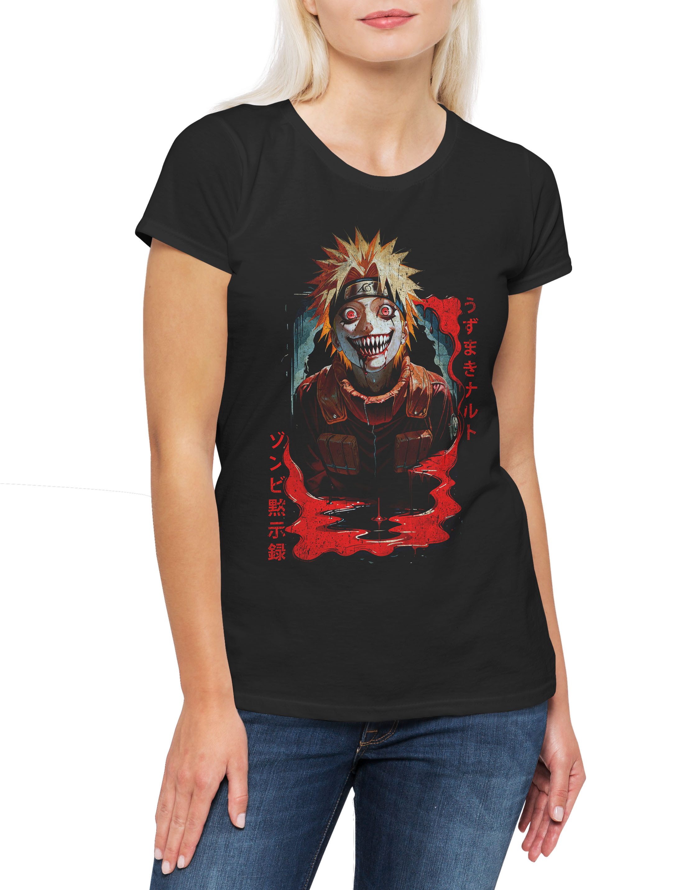 Print-Shirt Shinobi Horror Damen T-Shirt Ninja System Anime Naruto Horror
