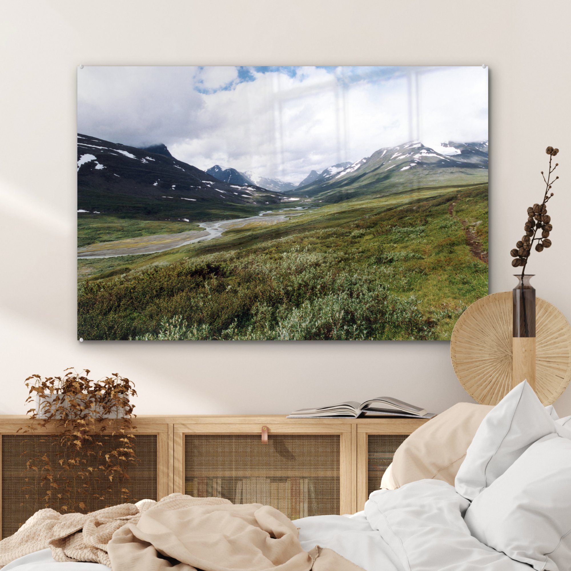 & Schweden, des Acrylglasbild in Die Wohnzimmer MuchoWow Sarek-Nationalparks (1 Täler grünen St), Schlafzimmer Acrylglasbilder