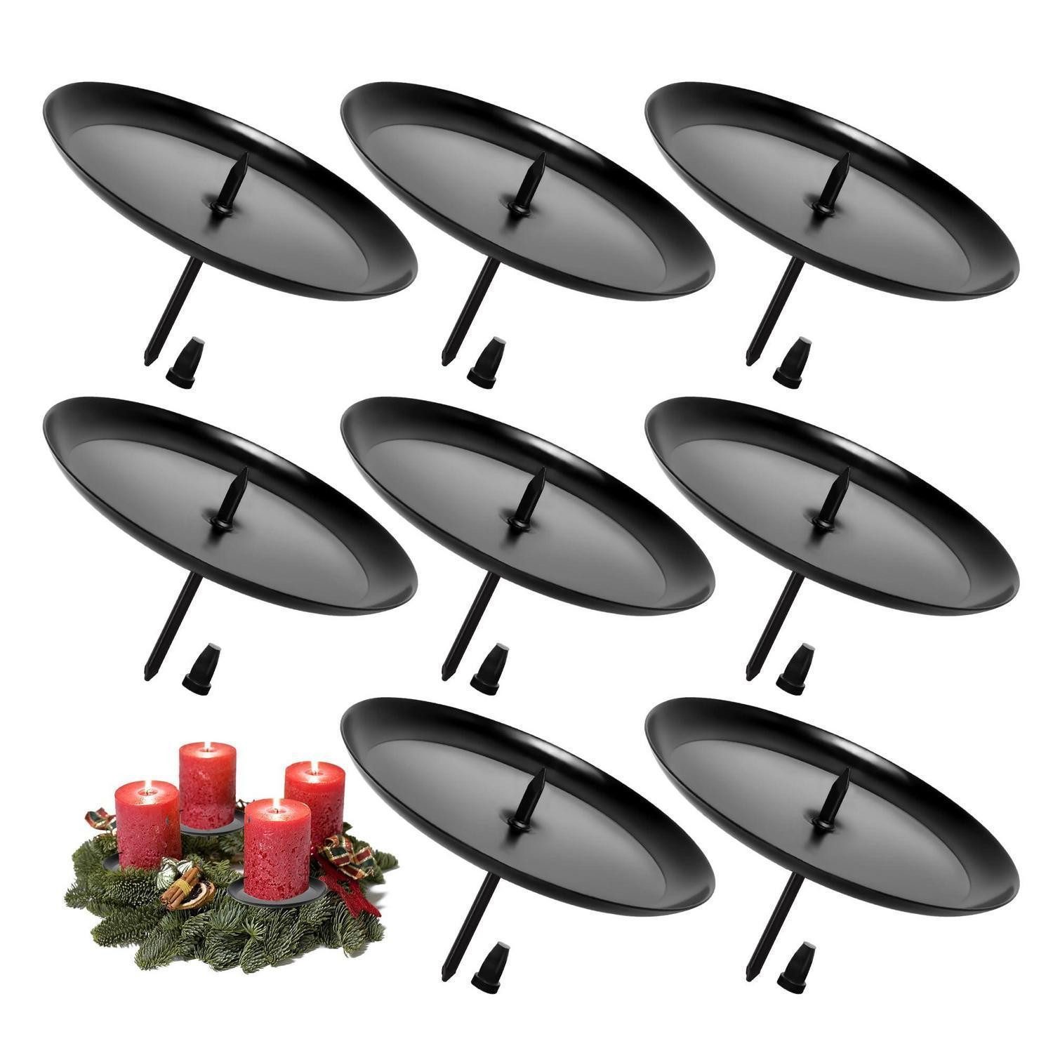 LuxusKollektion Adventskranz Kerzenhalter Metall Schwarz Ø 8cm 8 Stück