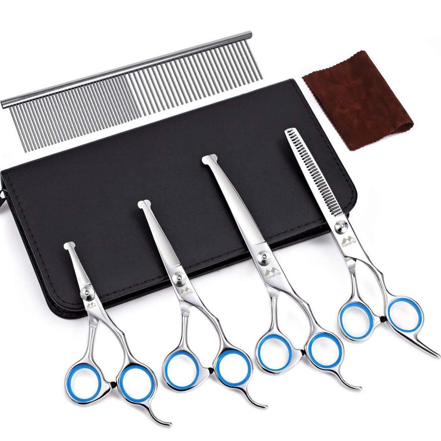 LuxusKollektion Scheren-Set Hundeschere Set, 5in1, Edelstahl, Blau