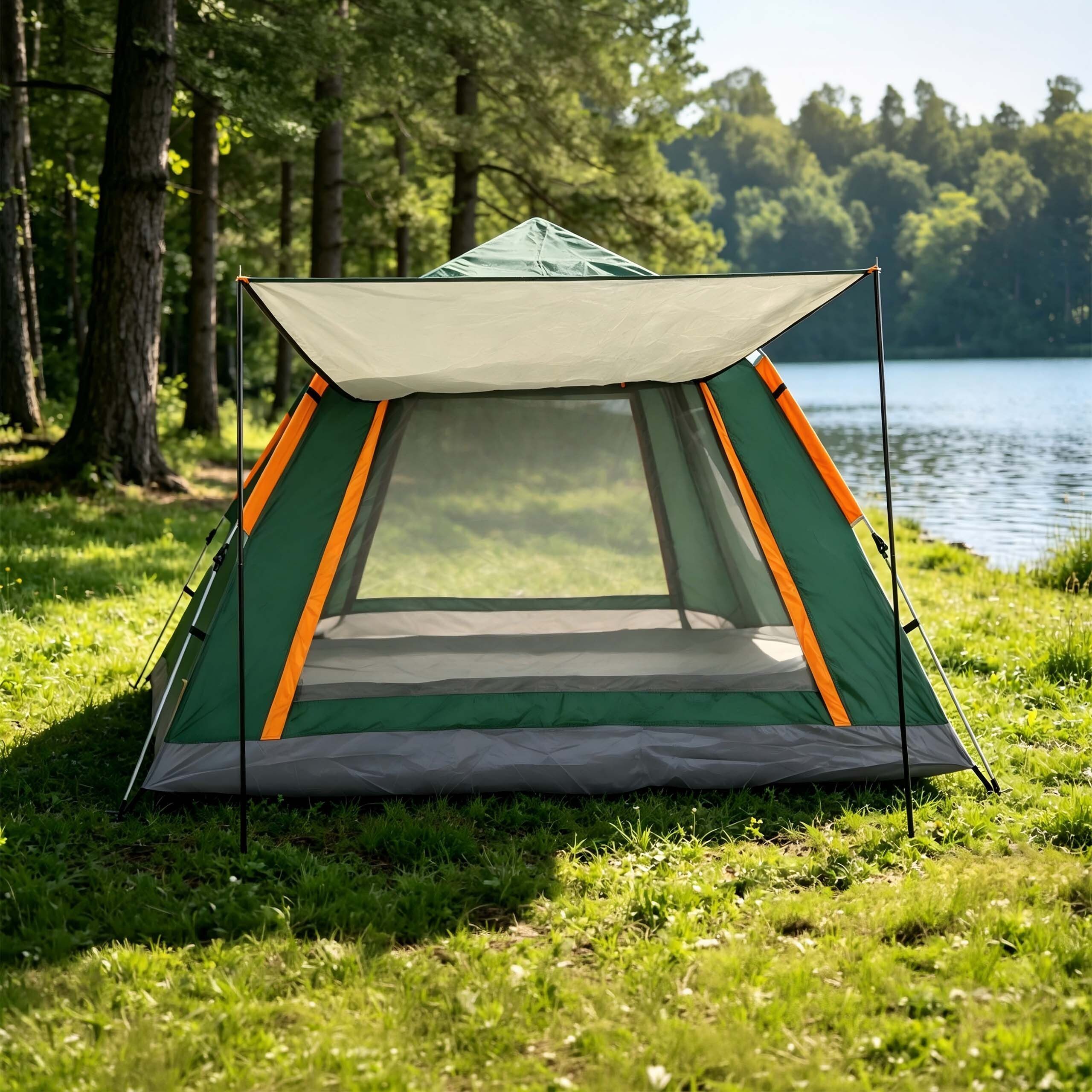 relaxdays Wurfzelt Campingzelt 3-4 Personen mit Vordach