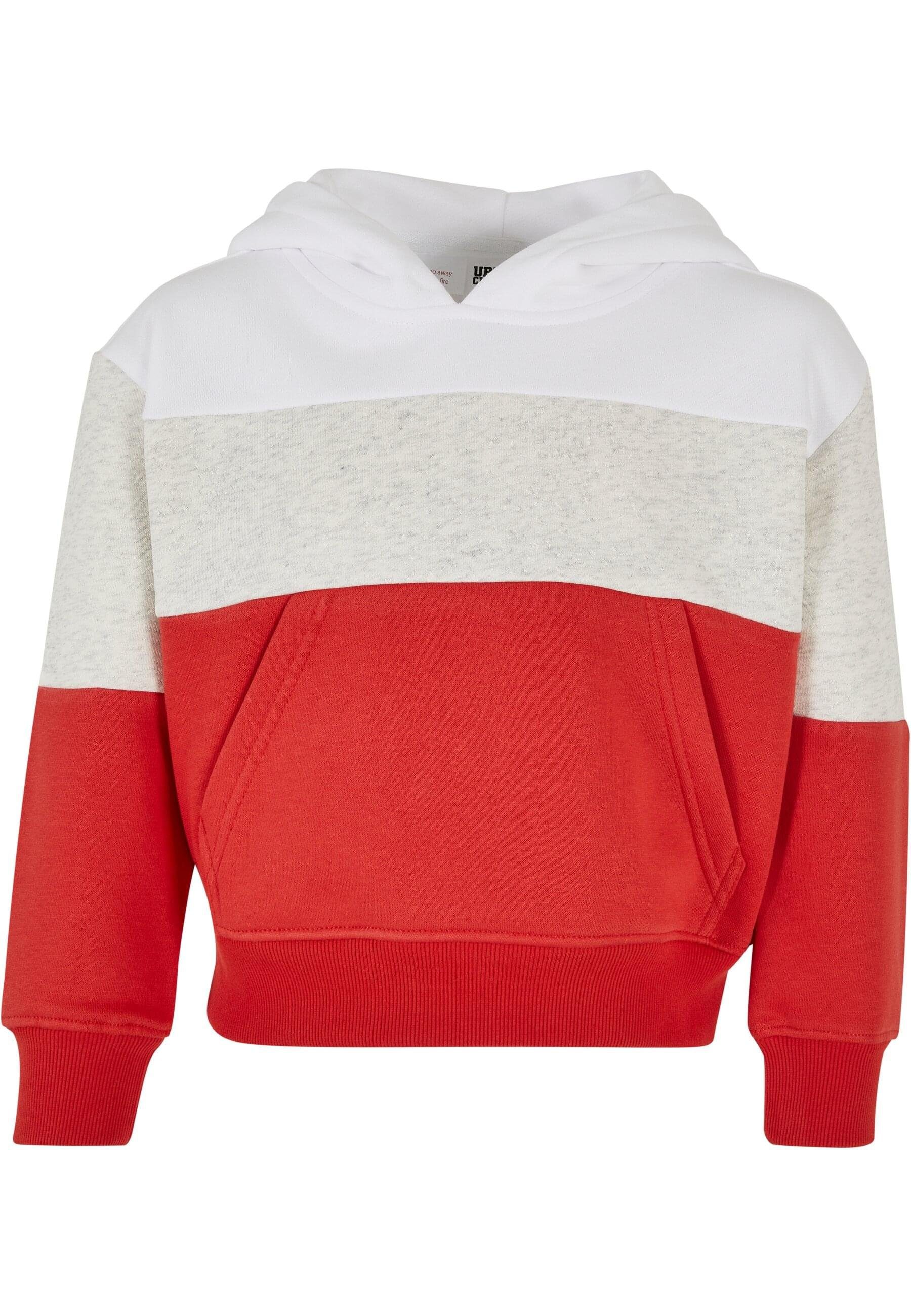 URBAN CLASSICS Girls Hoody 3-Tone Hoodie Damen white/lightgrey/hugered (1-tlg) Oversized