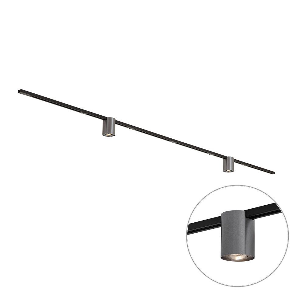 Qazqa Schienensystem-Sets Iconic rondoo up, ohne Leuchtmittel, Kaltweiß, QAZQA Schienen­leuchte, gu10, Schwarz, Aluminium, Modern