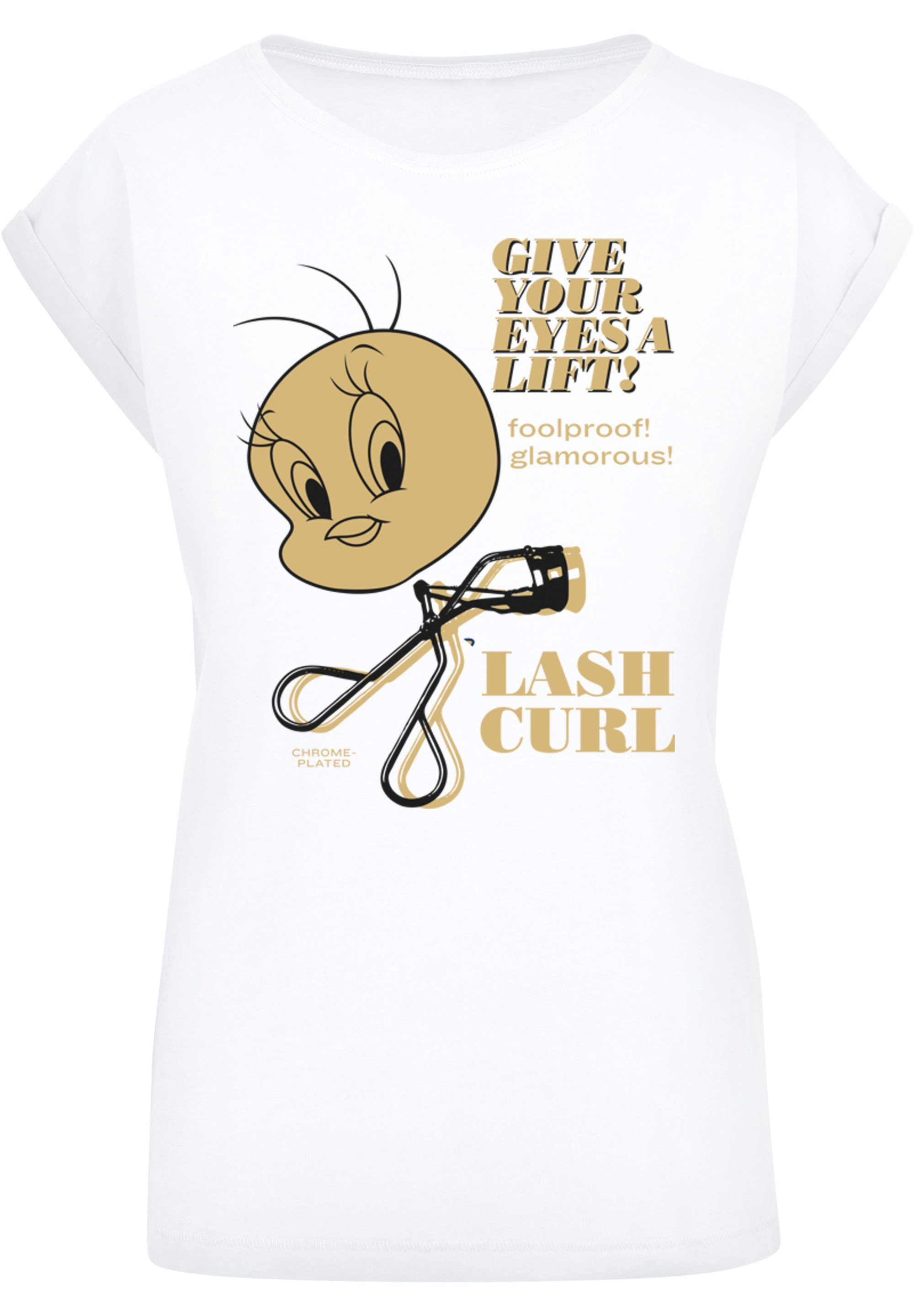 Extended (1-tlg) Tweety Curls Kurzarmshirt Damen with Tee Ladies F4NT4STIC Shoulder Lash