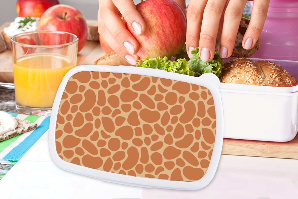 MuchoWow Lunchbox Brotdose, Giraffe Brotbox Kinder Afrika Kunststoff, und für Erwachsene, (2-tlg), für - weiß Jungs Mädchen und - Gestaltung