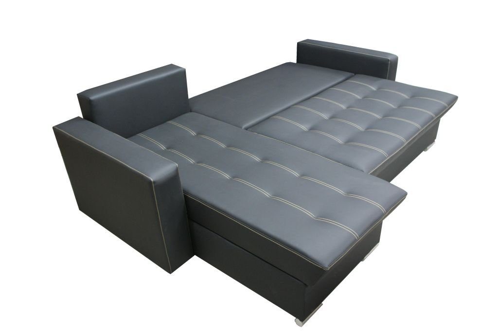 Fun Möbel Sofa inkl. 3 Zierkissen, Rechts, Ecksofa mane 2 in oder Links 2 ADARA Rückenkissen inkl. Kunstleder Bettkästen Weiß und