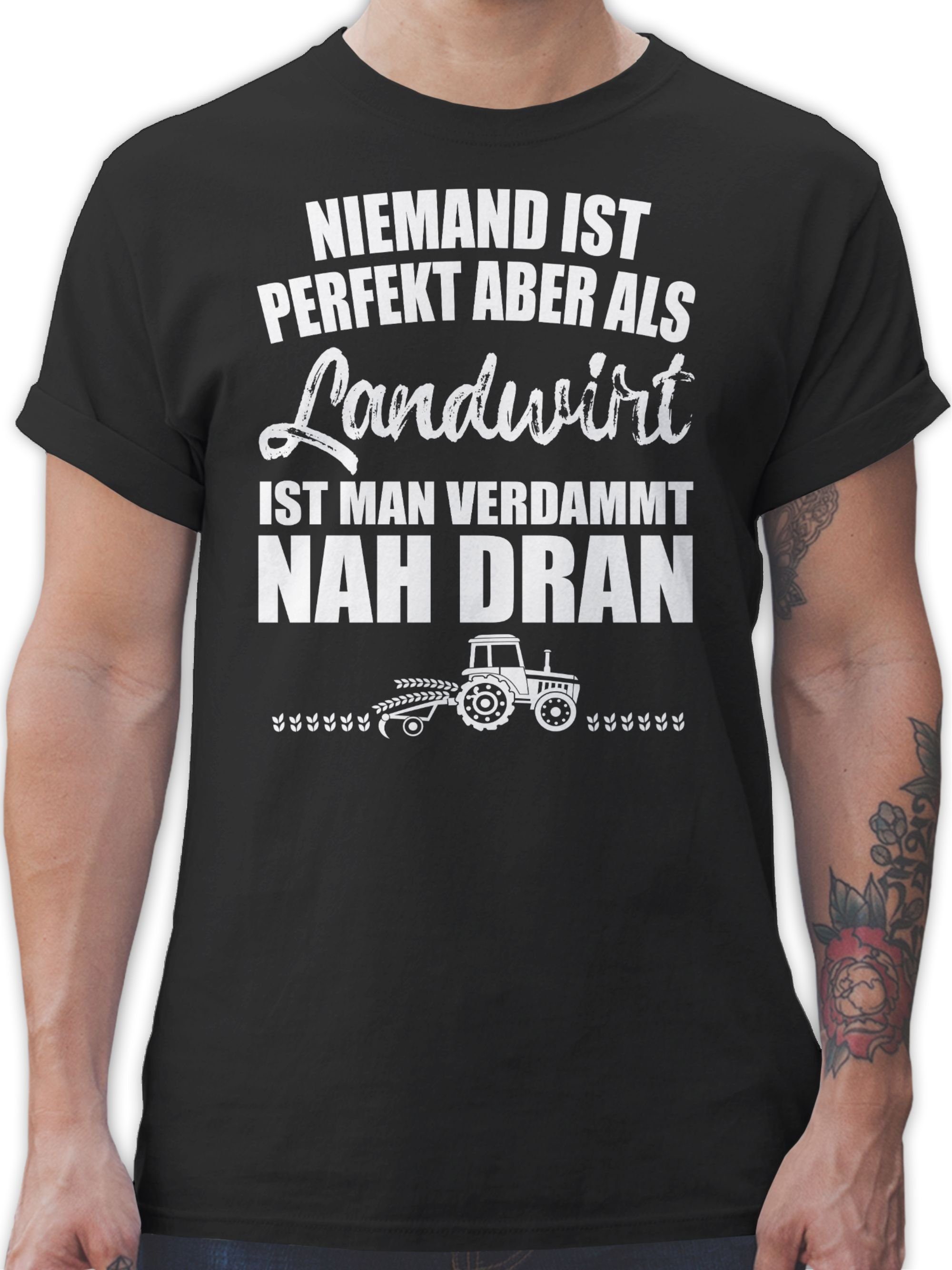 Shirtracer T-Shirt Niemand ist perfekt - Landwirt Landwirt Geschenk Bauer 01 Schwarz