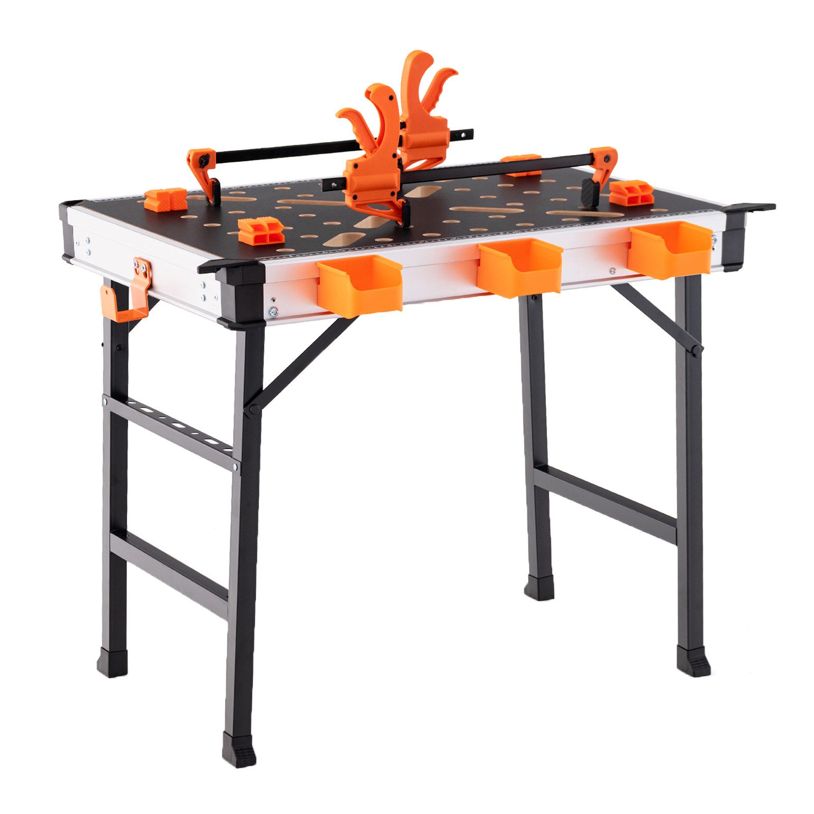 COSTWAY Werkbank, mit 2 Schnellklemmen, 4 Klemmhaken, klappbar, bis 454kg günstig online kaufen