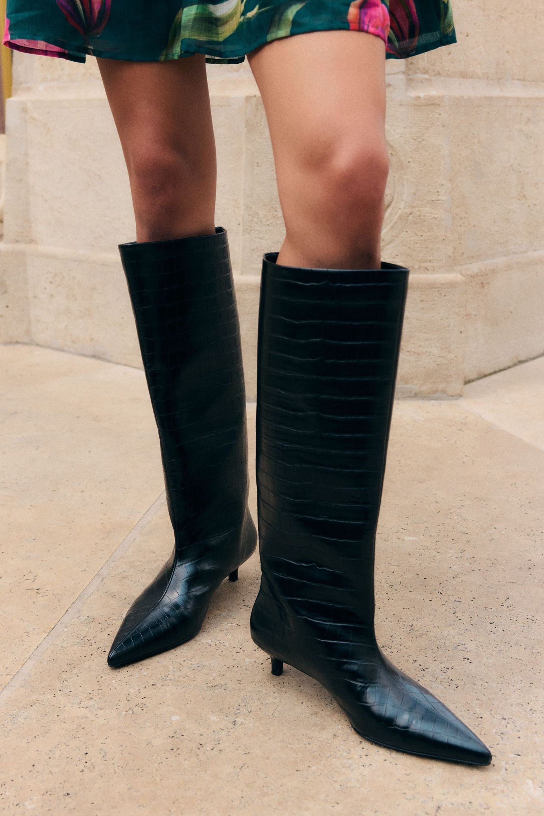 Friends Like These Friends Like These Kniehohe Stiefel in Kroko-Optik Stiefel (1-tlg)