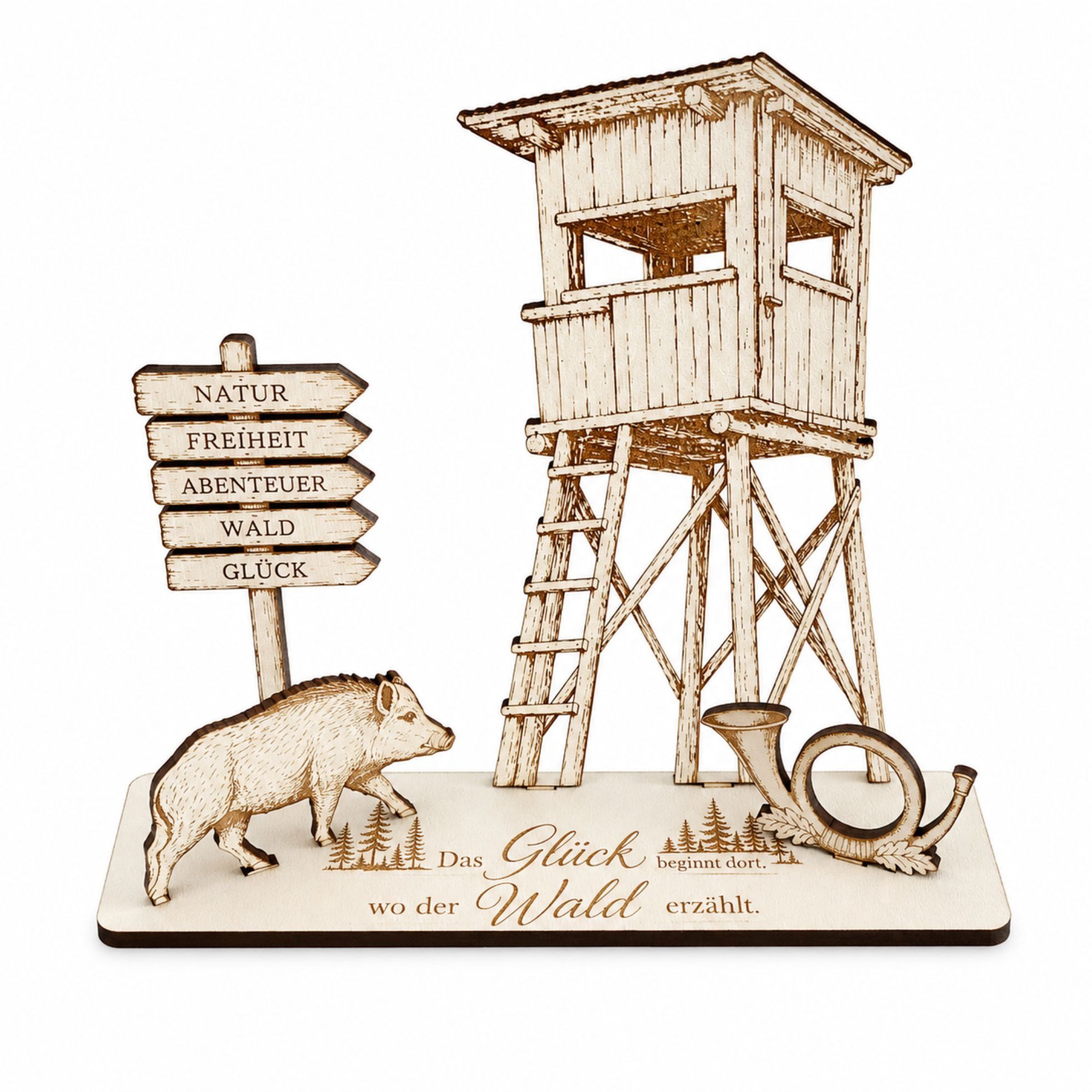 Dekolando Geschenkkarte Geldgeschenk für Jäger & Förster – mit Hochsitz, Wildschwein, Jagdhorn