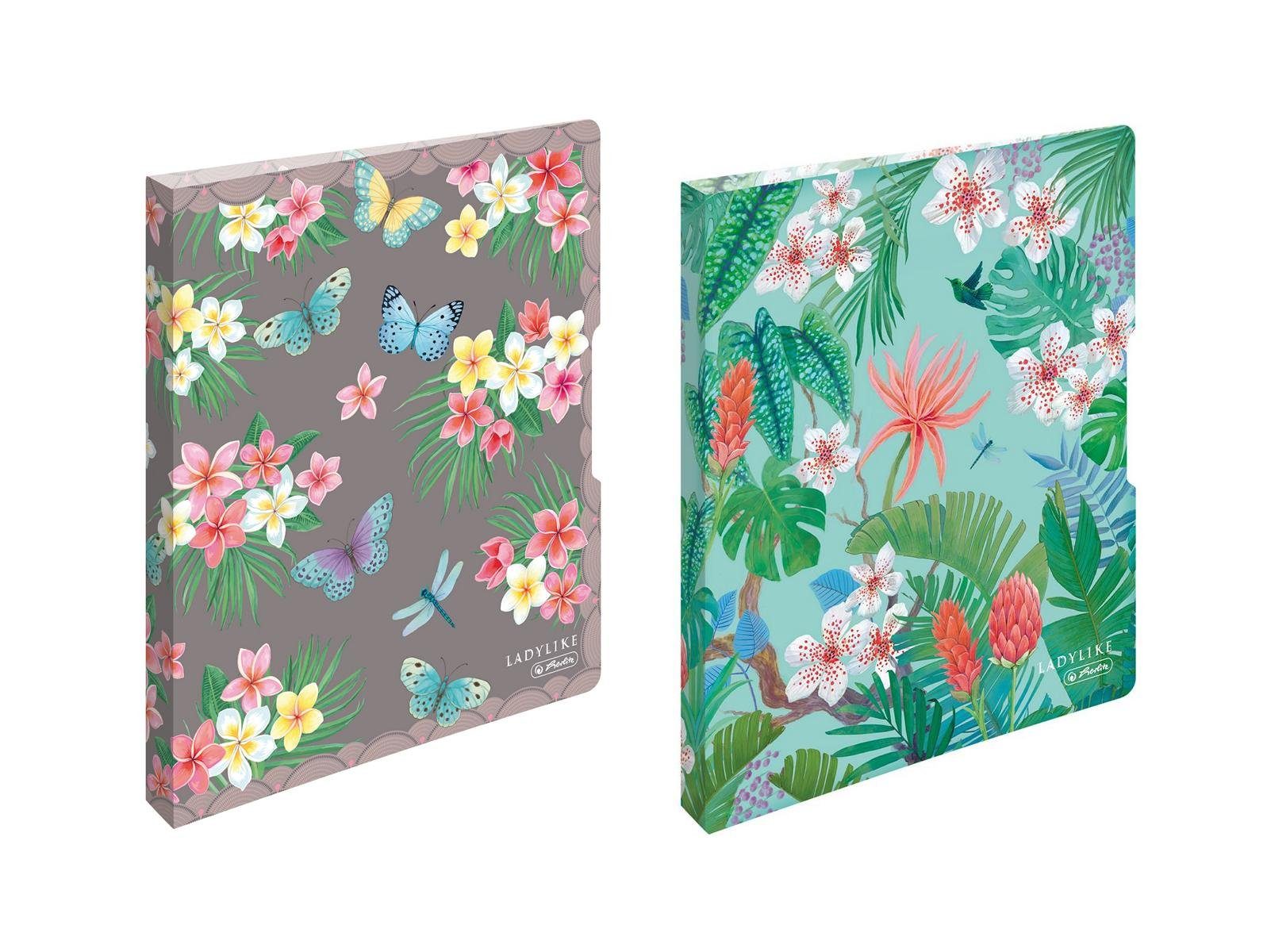 Herlitz Aktenordner 2x Herlitz Ringbuch / A4 / 16mm / PP / "LadyLike" / 2 verschiedene Mot