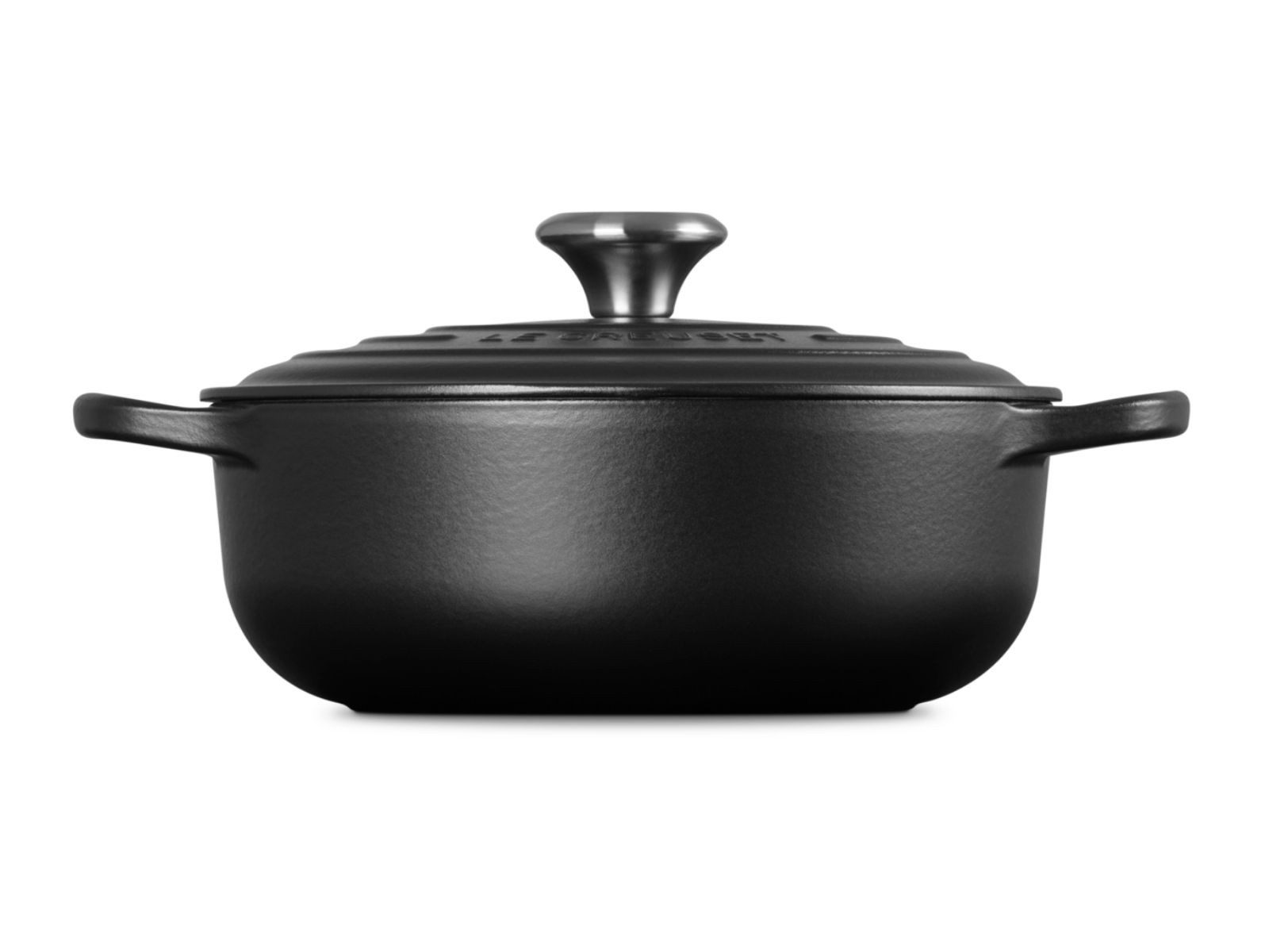 LE CREUSET Bräter Sauteuse Signature rund schwarz matt 24cm, Emailliertes Gusseisen