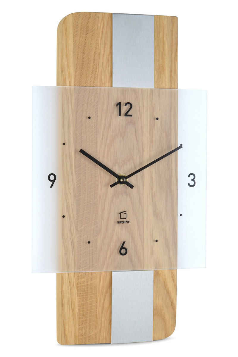 Natuhr Funkwanduhr Natuhr Wanduhr - Fusion - präzises Funk-Uhrwerk Holz Metall Glas