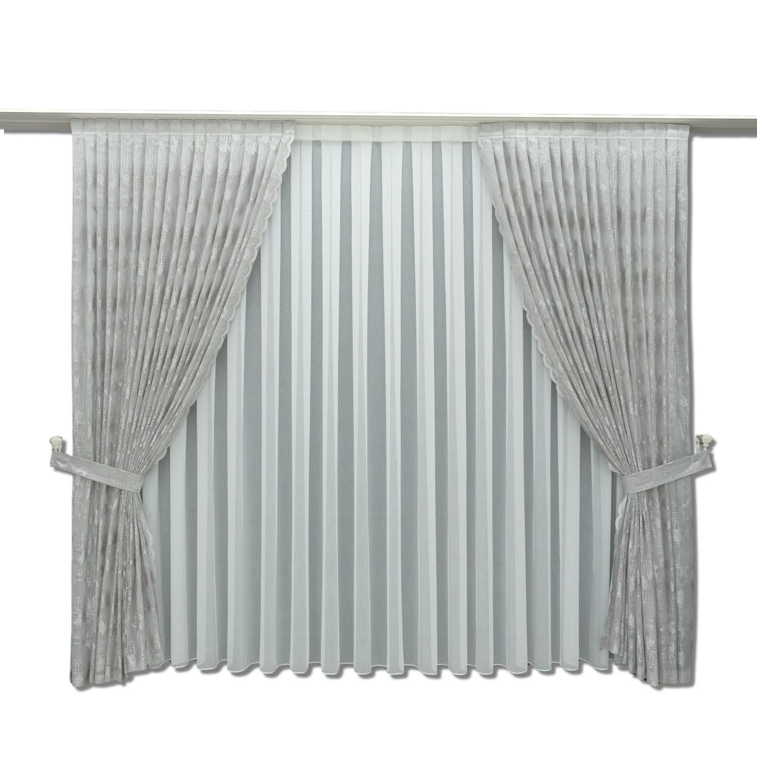 Gardinen by Justyna Vorhang Hell Grau Gardine Komplett Set (5 St), Kräuselb günstig online kaufen