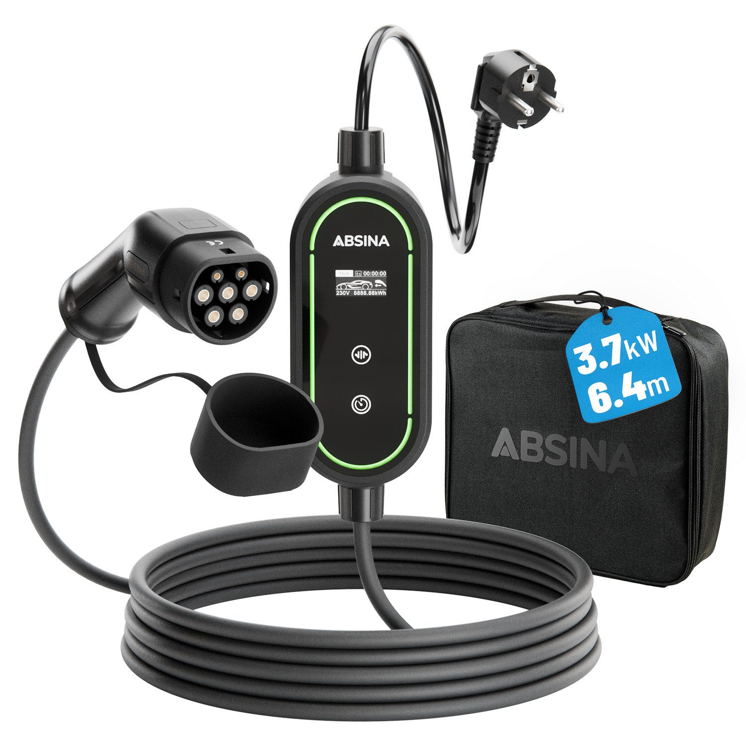 Typ 2 Ladekabel Schuko mit einstellbarer Ladeleistung - ICCB 3,7kW 16A Elektroauto-Ladegerät