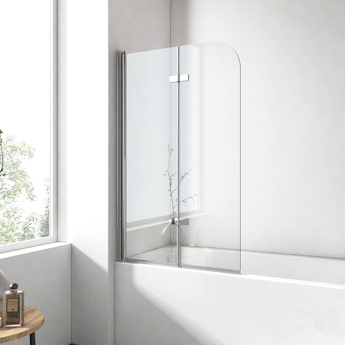 EMKE Badewannenaufsatz Duschwand für Badewanne,2-teilig Duschwand günstig online kaufen