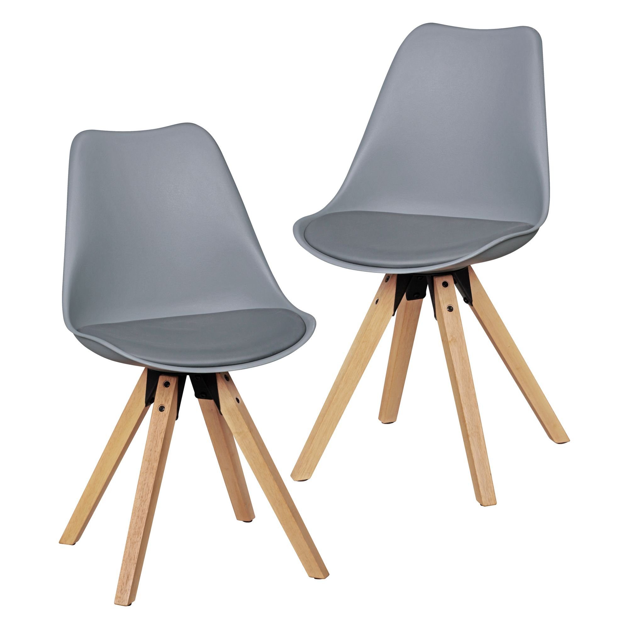 EGOONM 2er Set Esszimmerstühle Armlehne Retro Stuhl Holzbeinen Stuhl im nordischen Stil-Grau