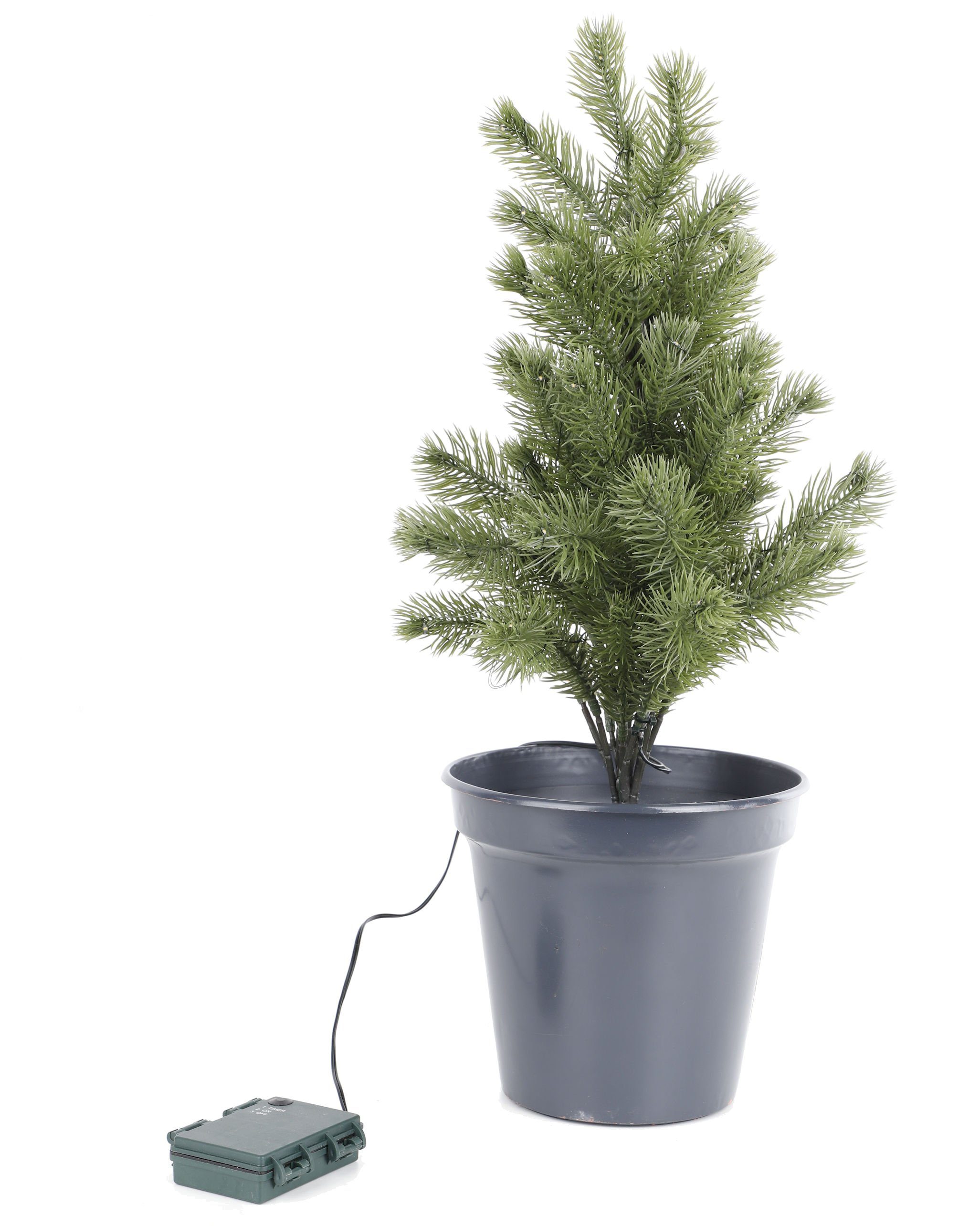 mit künstliche Tanne, Spetebo Christbaum Weihnachtsbaum Kunst cm, - im 50 Weihnachtsbaum Künstlicher Topf Beleuchteter LED Künstlicher 55