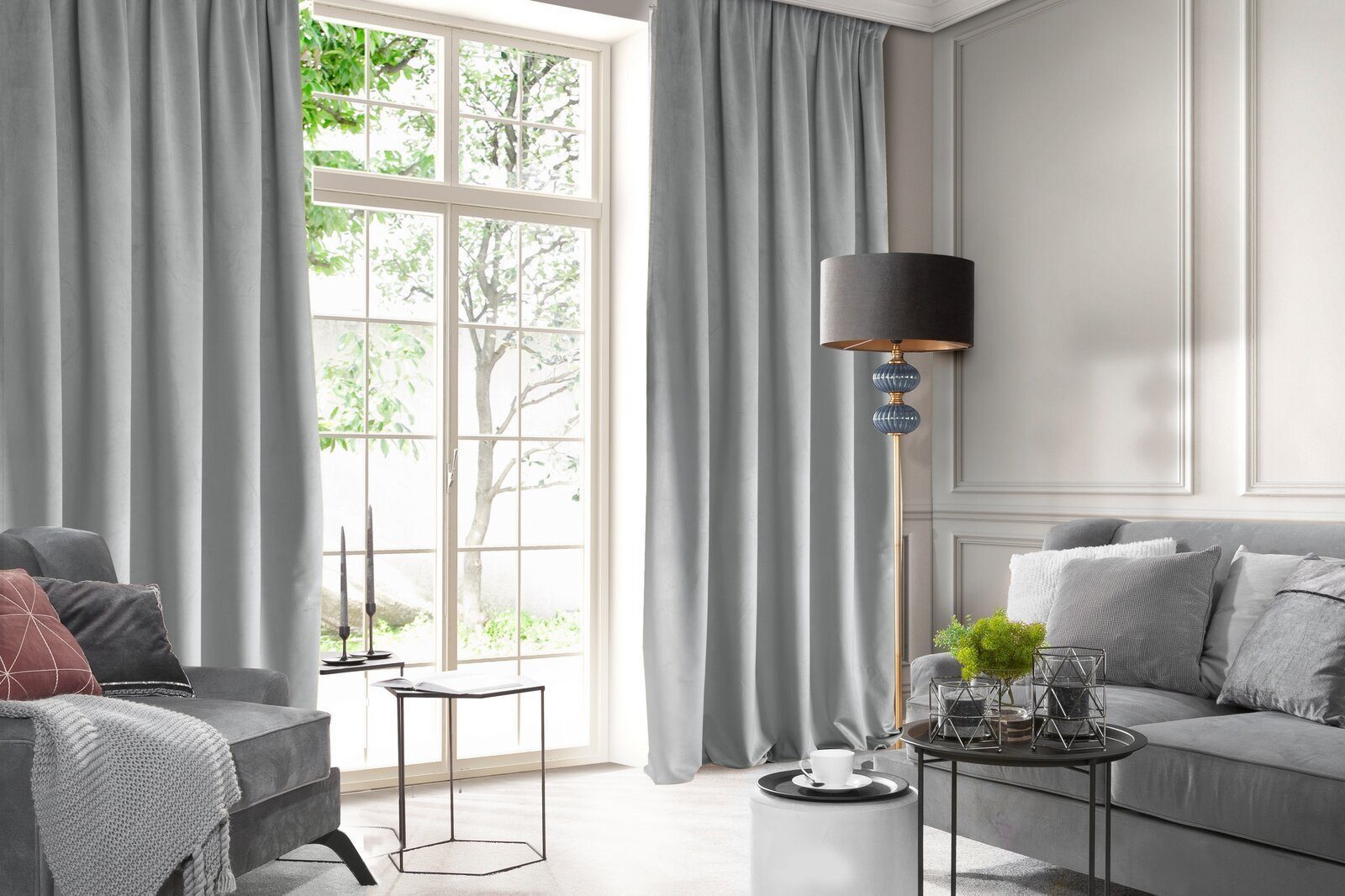 Design91 Vorhang Samtvorhänge Wohnzimmer Schlafzimmer Blickdicht günstig online kaufen