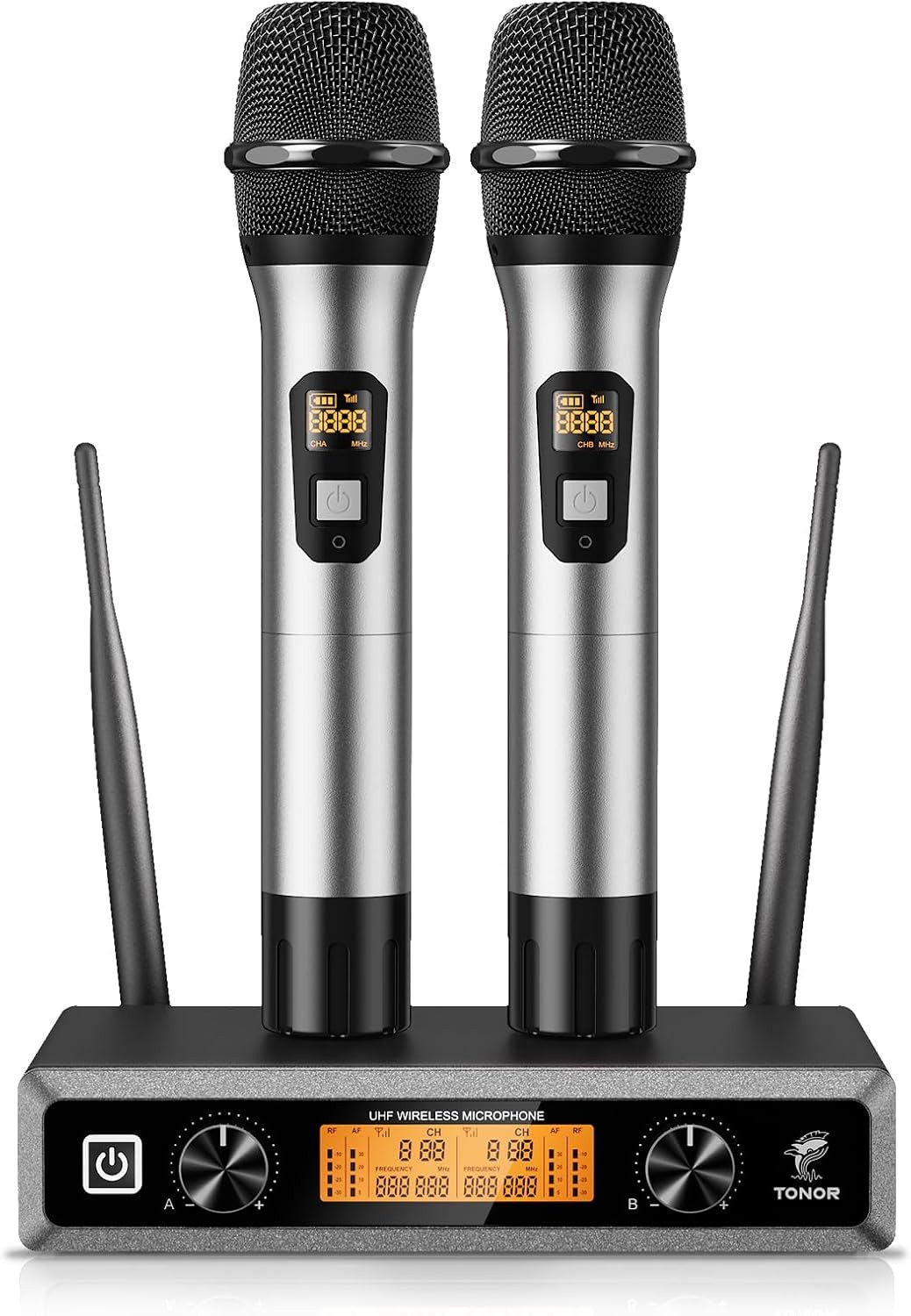 TONOR Mikrofon TONOR TW820 UHF Funkmikrofon Set 2 Handmikrofone 60 m für Moderation