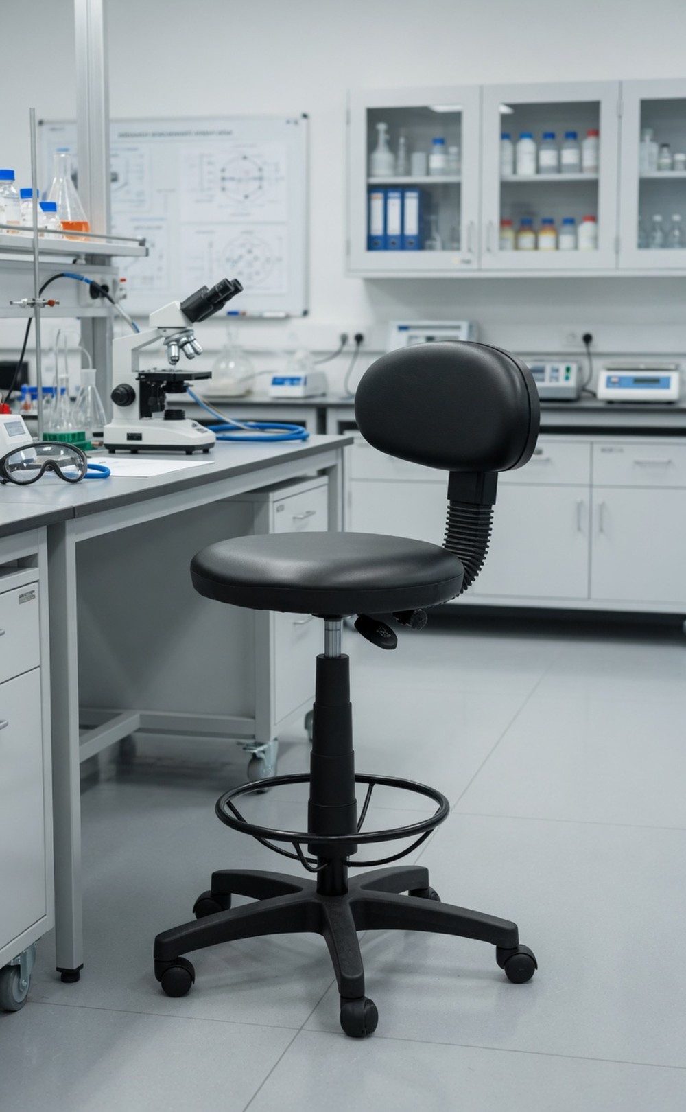 Xlmoebel Drehhocker Verstellbarer ergonomischer Bürostuhl mit Rollen in Schwarz, Made in Europa