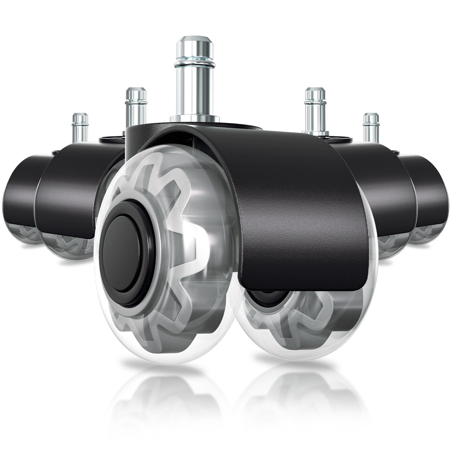 Clanmacy Stuhlrolle 5x Hartbodenrollen 11mm mit leise & kratzerfrei,schwarz