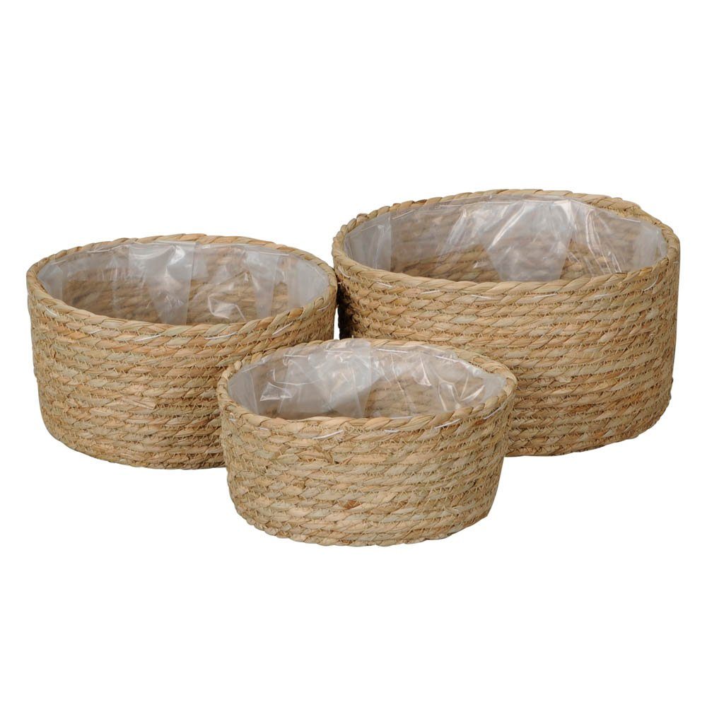 Posiwio Pflanzkübel 3tlg. Pflanzkorb LOUNGE natur Korb aus Wasserhyazinthe zum Bepflanzen. € 16,95