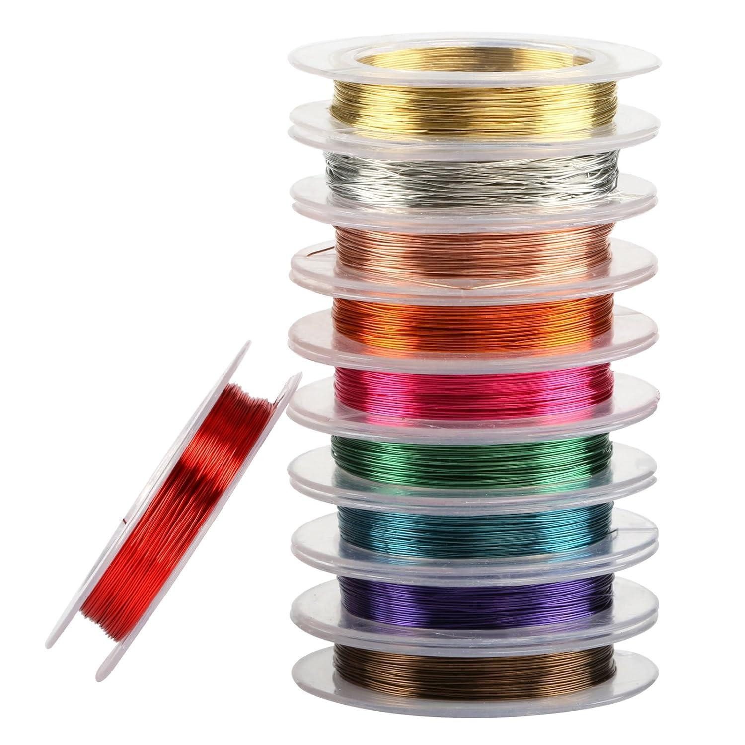 LuxusKollektion Schmuckdraht Naler 0,3 mm Kupferdraht Set Bunt 10 Farben Basteldraht Schmuck Faden