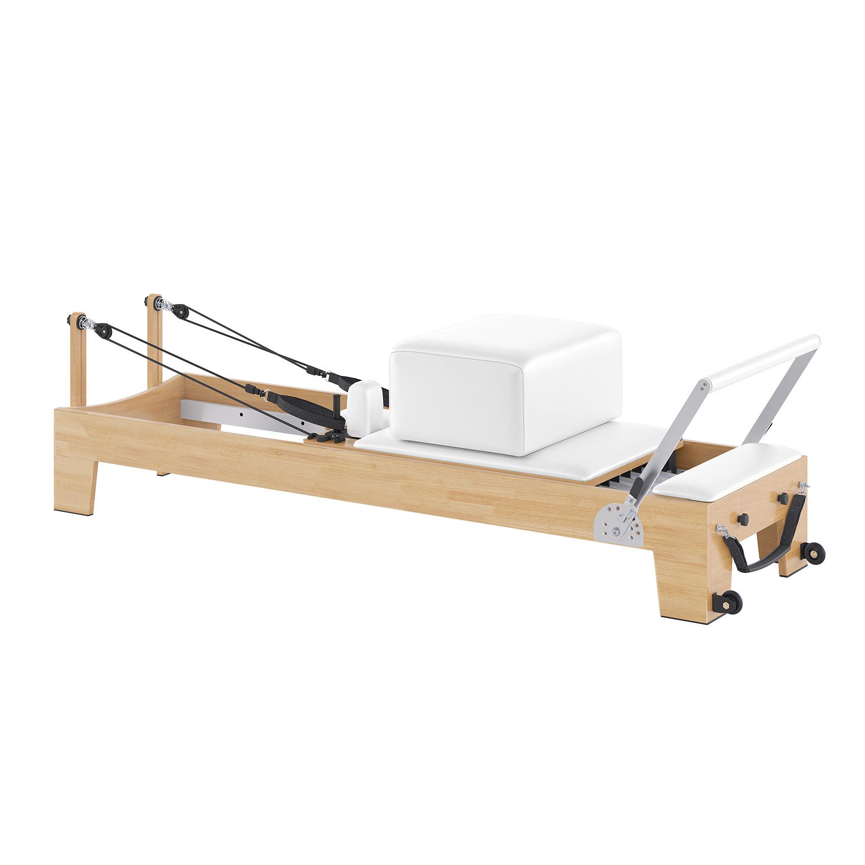 JASPORT Pilates-Reformer Hochwertige Holz-Reformer Serie für Pilates-Studios, (Reformer-Box, Fußschlaufen, Pilates Reformer, Sprungbrett), Leiser Betrieb, individuell einstellbar