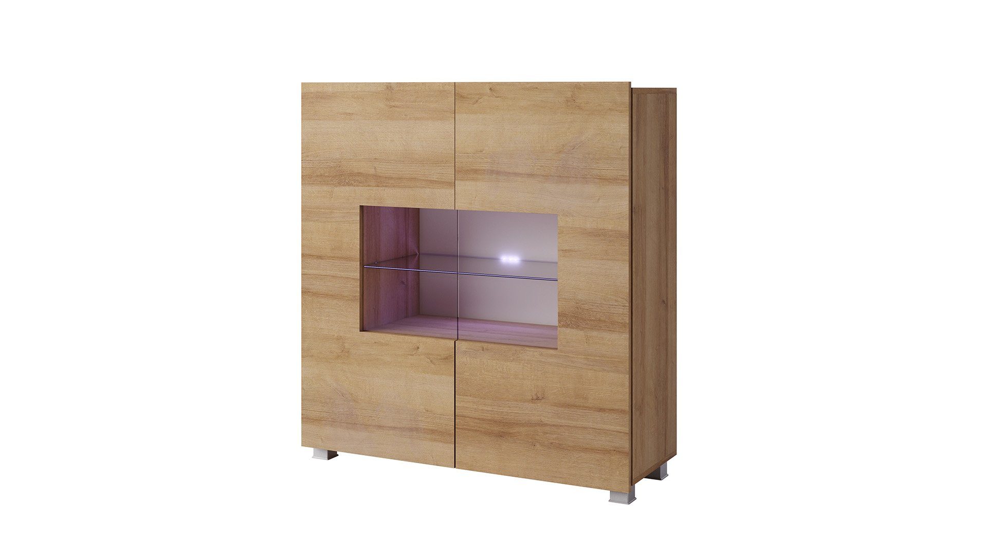 Stylefy Wohnwand Bietula, mit Wohnzimmer-Set), Eiche (Set variabel wahlweise Modern Design, (4-St), LED-Beleuchtung, hängbar 4-teilig, Wotan