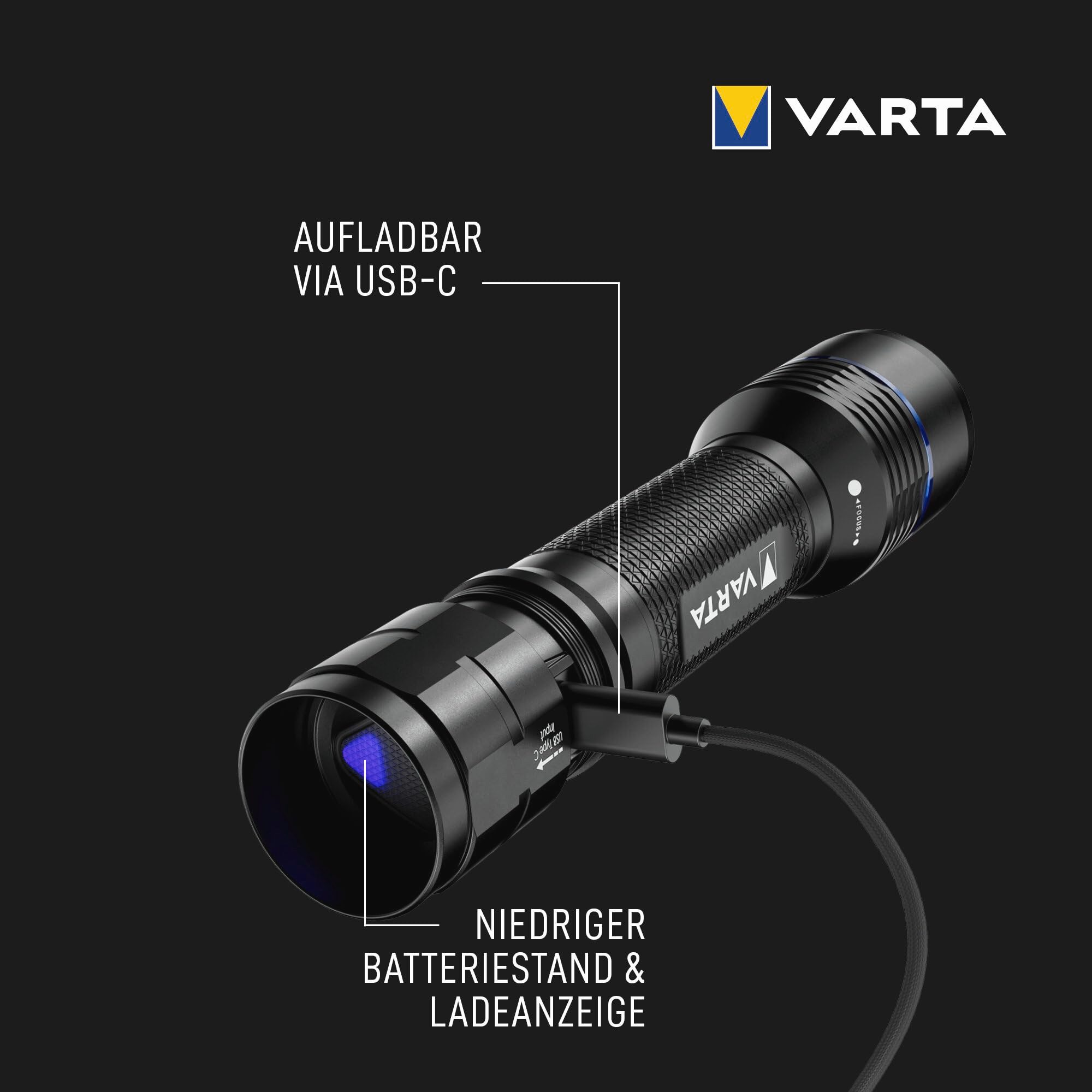 VARTA Einbauleuchte NIGHT CUTTER PRO F20R, Sehr helle Taschenlampe mit 300 m Reichweite