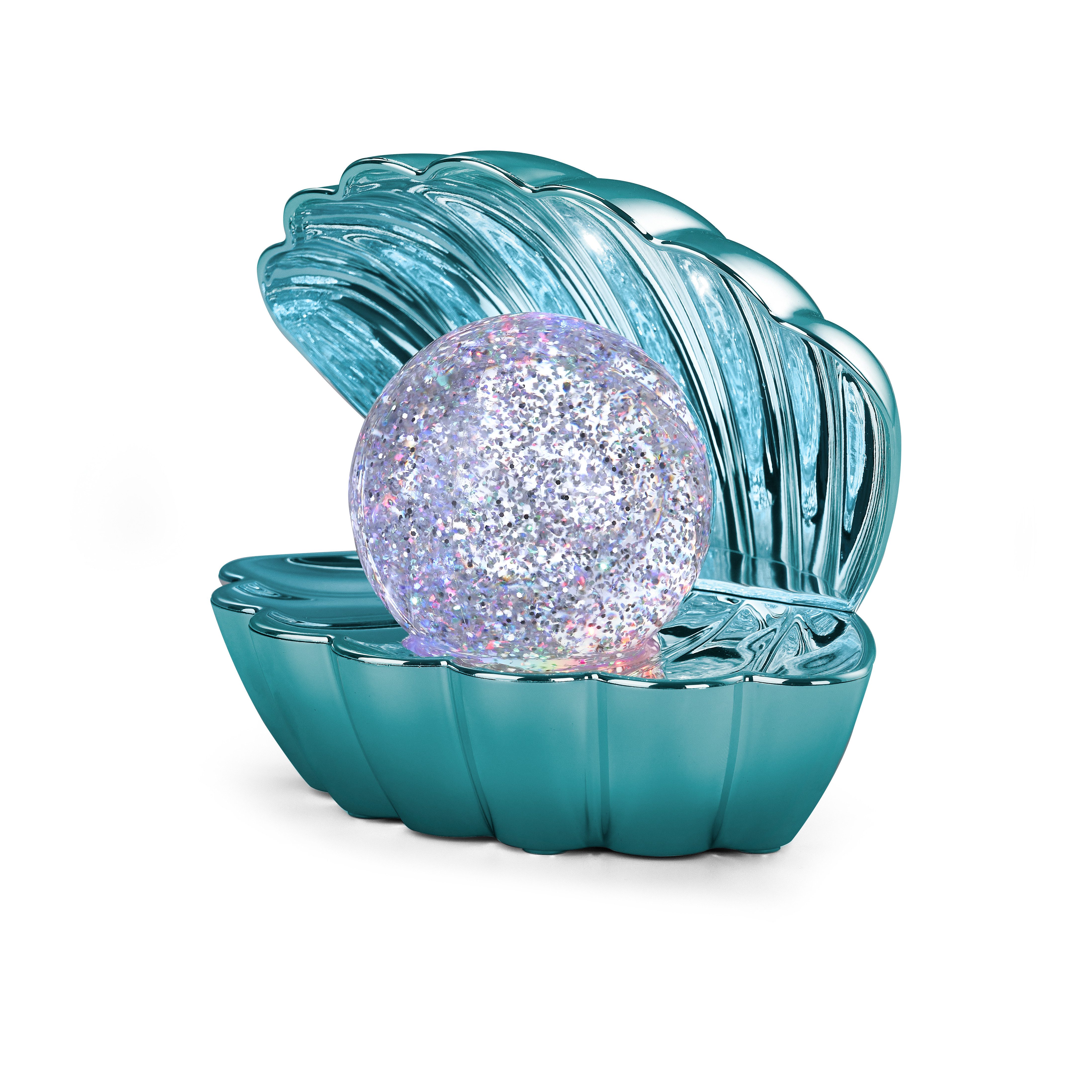 Reality Leuchten LED Tischleuchte SHELLY, Deko Tischlampe in Muschelform mit RGB Farbwechsel, 0,8W 15Lm, Ein-/Ausschalter, Farbwechsel, USB-Ladefunktion, LED fest integriert, RGB, Muschel Tischlampe mit Glitzerkugel und Farbwechsel inkl USB-Ladekabel