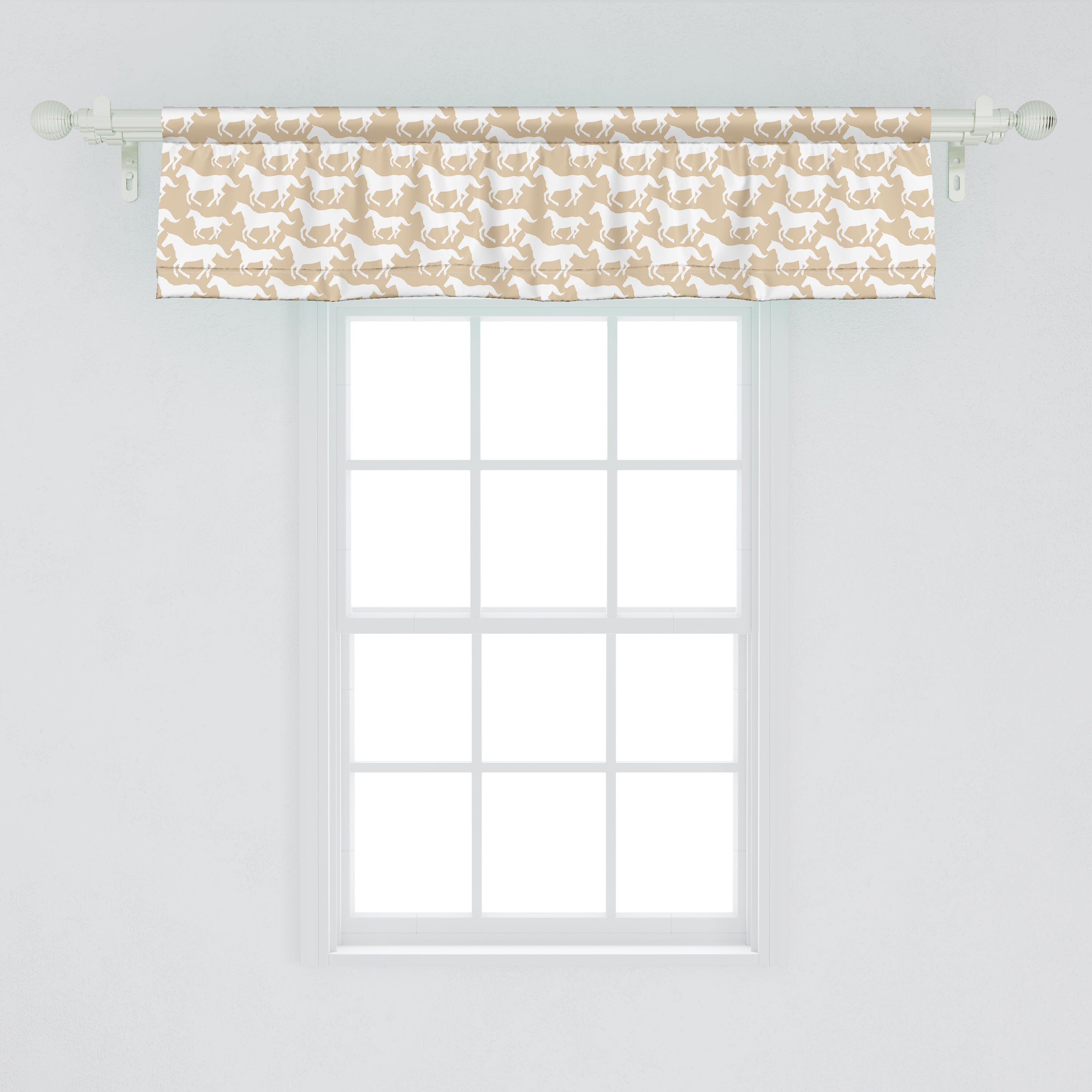 Scheibengardine Vorhang für Pferdesilhouette Schlafzimmer mit Western Dekor Volant Stangentasche, Küche Tier Microfaser, Abakuhaus