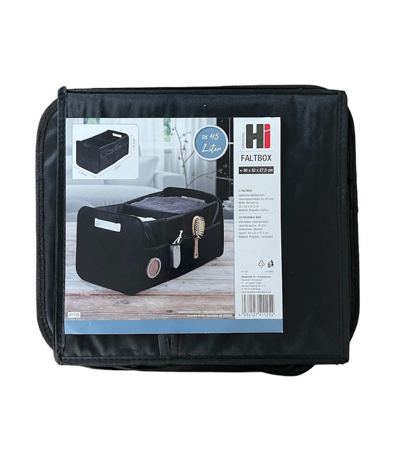 Haushalt International Faltbox Aufbewahrungsbox Kofferraumtasche faltbar 50 cm x 32 cm x 27 cm