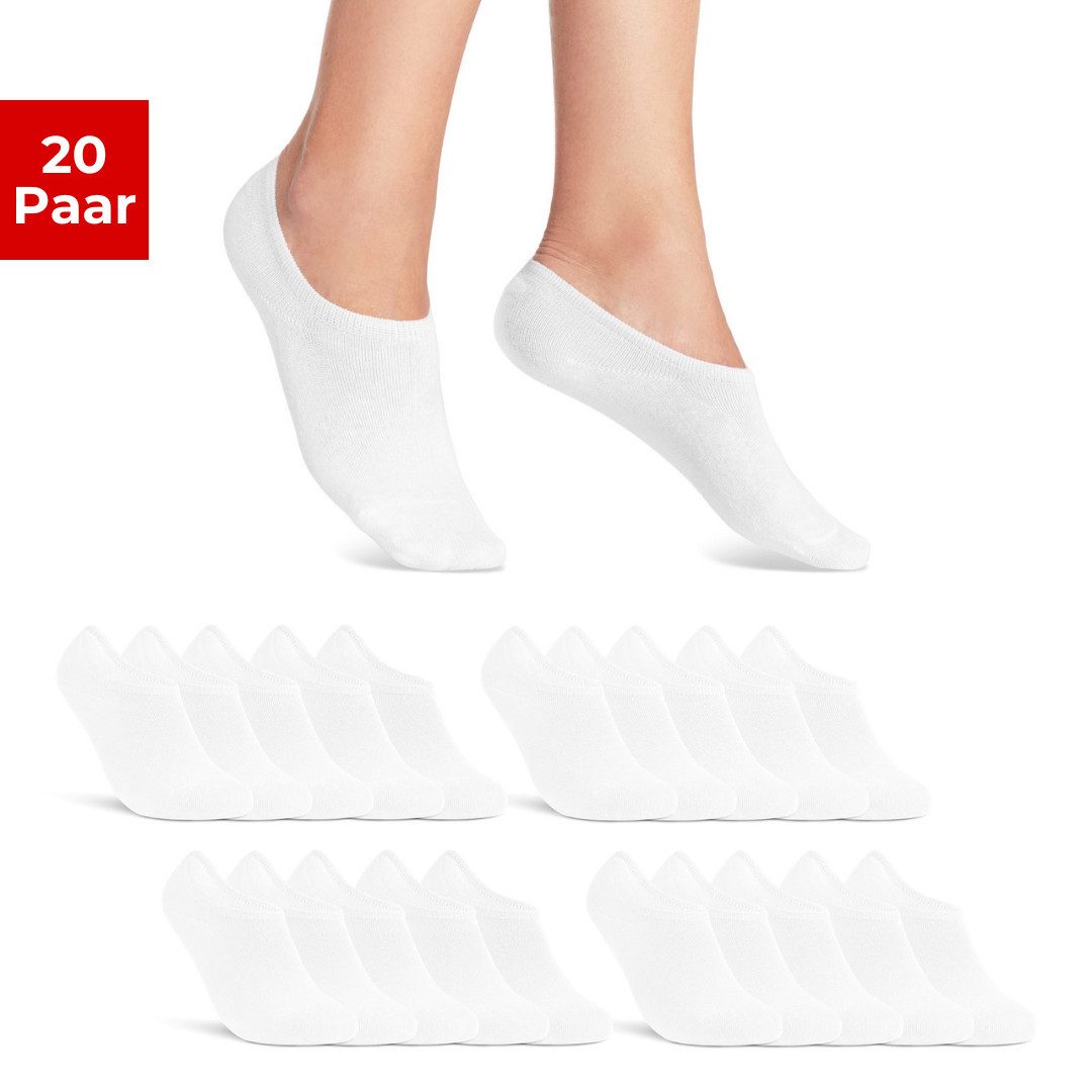 sockenkauf24 Sneakersocken 20 Paar Füßlinge Damen&Herren mit Silikon tief ausgeschnitten