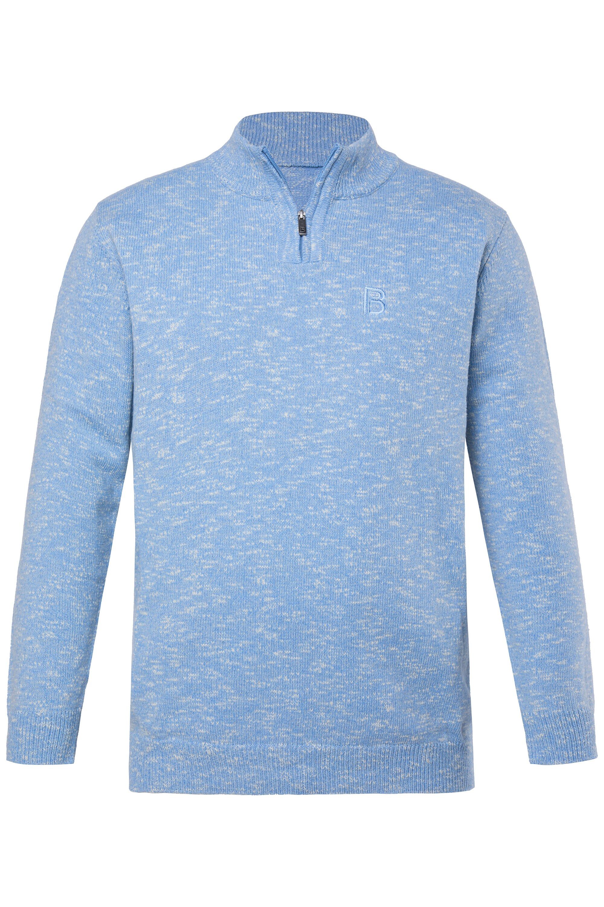 Rundhalspullover Troyer Melangestrick Stehkragen mit Zipper
