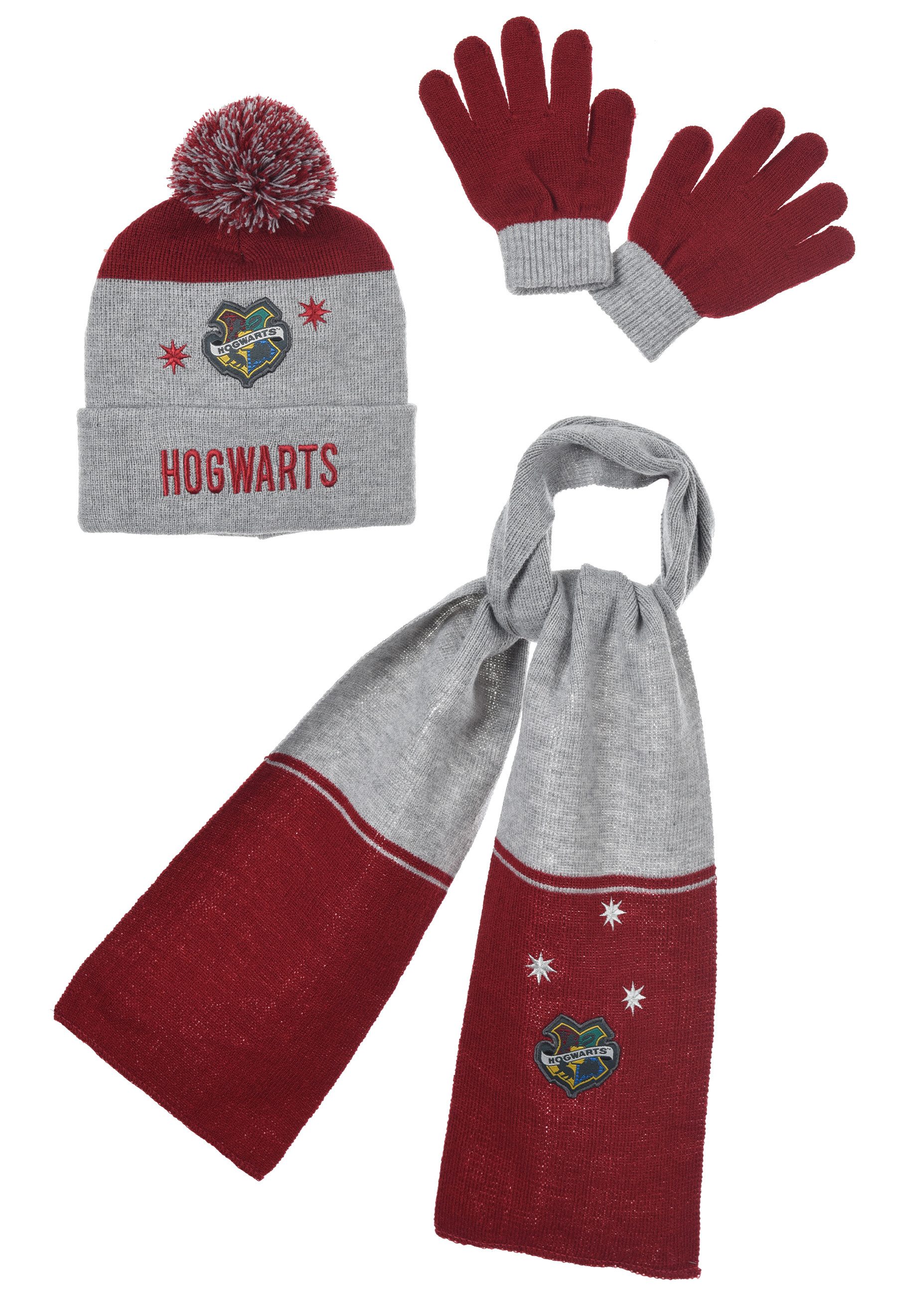 Harry Potter Bommelmütze Winter Set Mütze Schal Перчатки offiziell lizenziert (SET)