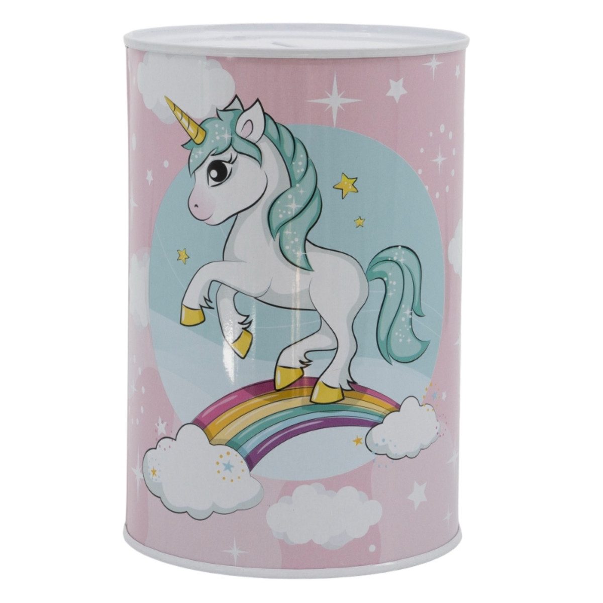 unicorn Spardose Spardose bedruckt aus Metall 15 × 10 × 10 cm