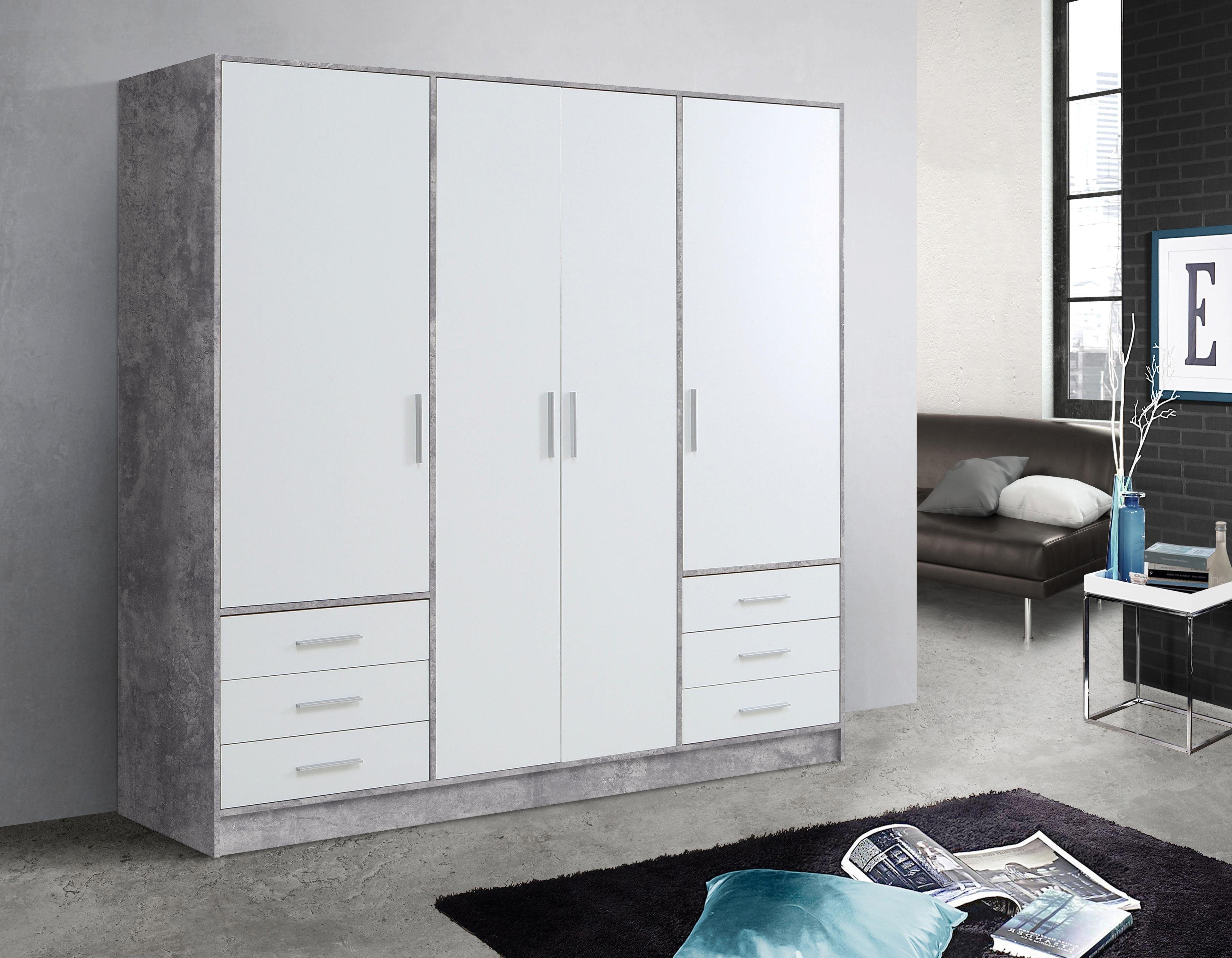 FORTE Kleiderschrank Jupiter, Made in Europe, mit 6 Schubladen, Stauraum (Maße B/H/T ca. 207/200 cm/60) Stauraum, 2 Breiten, 4 Farben, Schubladen, variable Einlegeböden