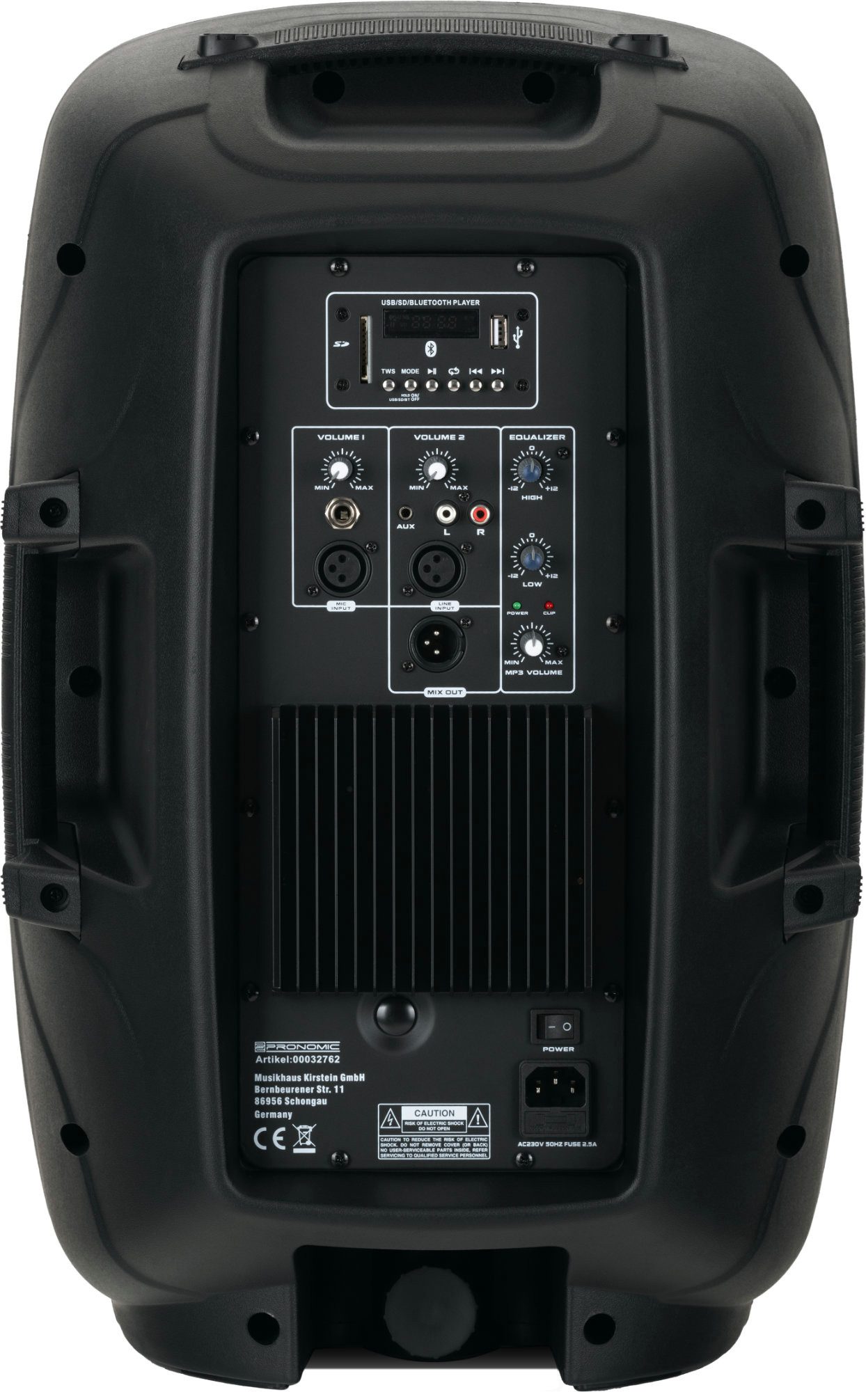 Pronomic 118S-212A Aktive PA-Anlage 600 Watt - 3-teilige Aktiv-PA Lautsprecher (Bluetooth, 150 W, Integrierter USB/SD/Bluetooth MP3-Player)