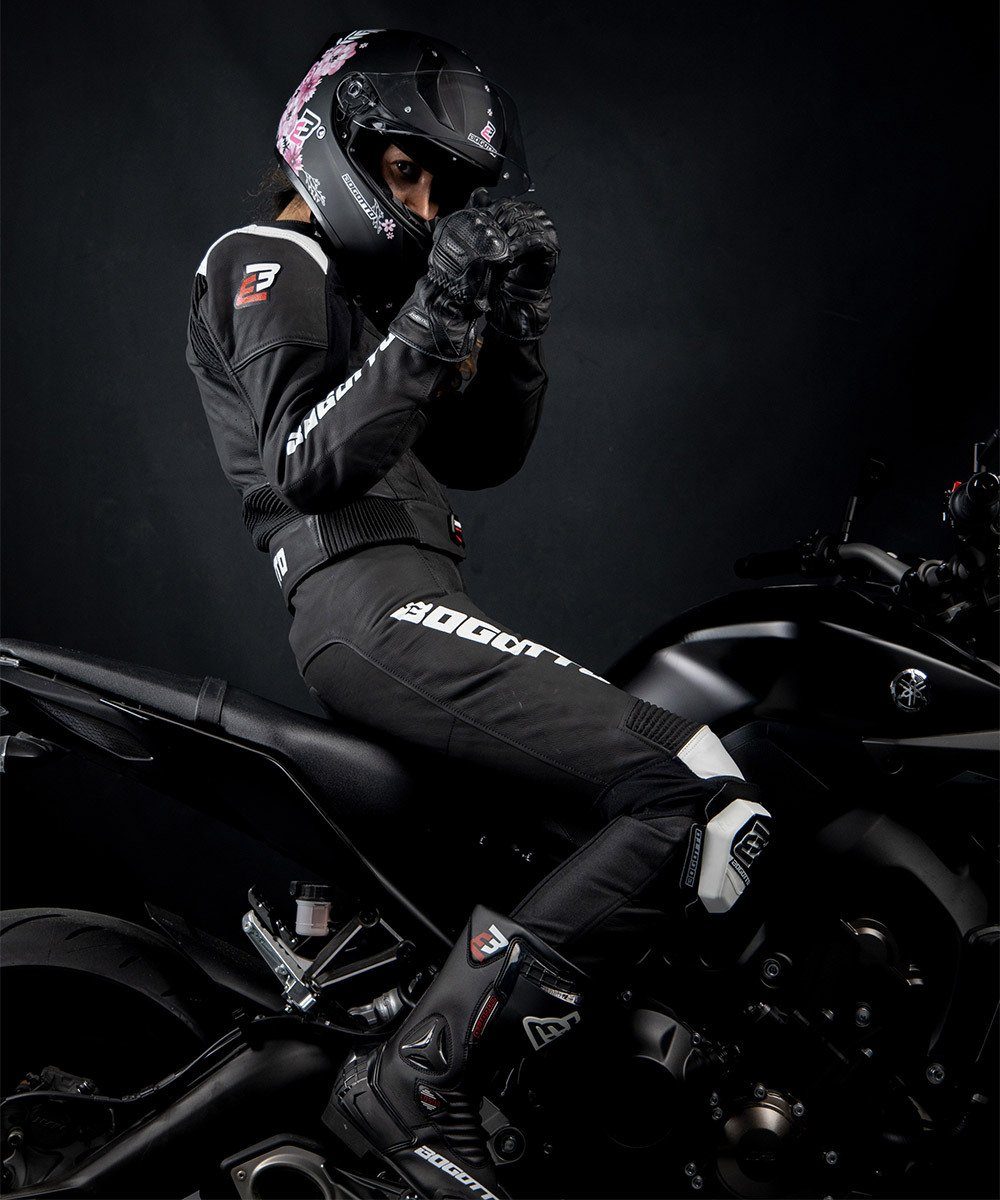 Motorradkombi Damen Black 2-Teiler Bogotto Losail Lederkombi Motorrad