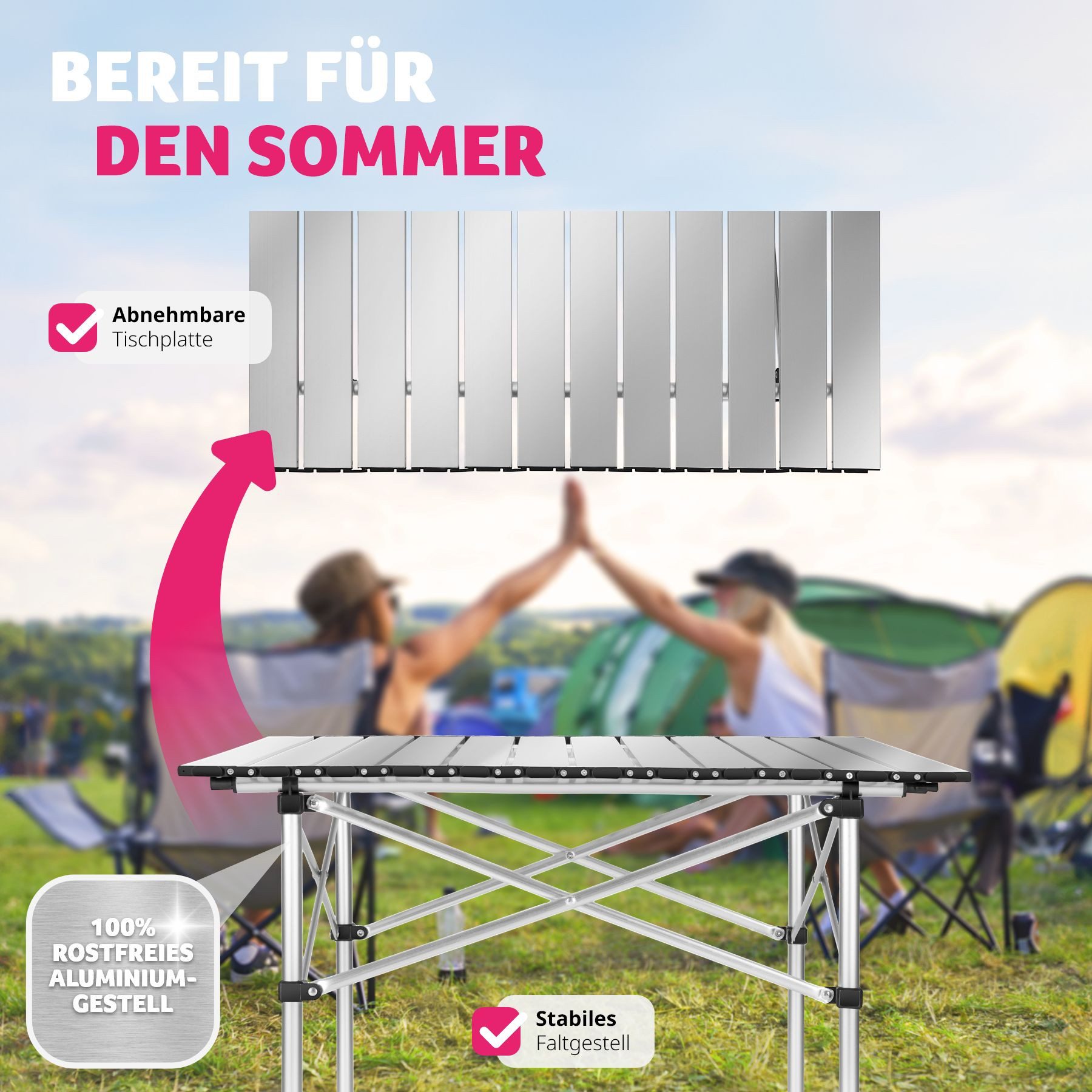 tectake Campingtisch Aluminium Campingtisch (1-St., 1 tlg), Klappbares Aluminiumgestell